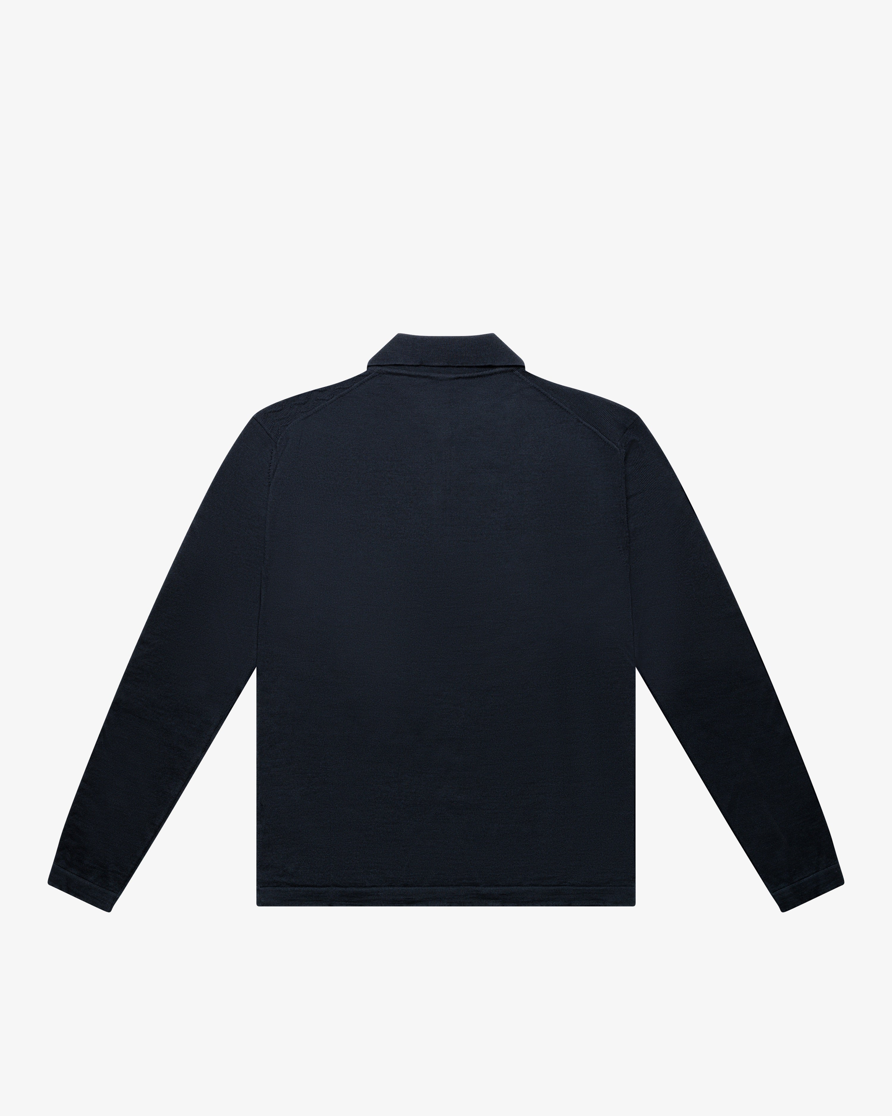 Polo zip manica lunga in lana blu