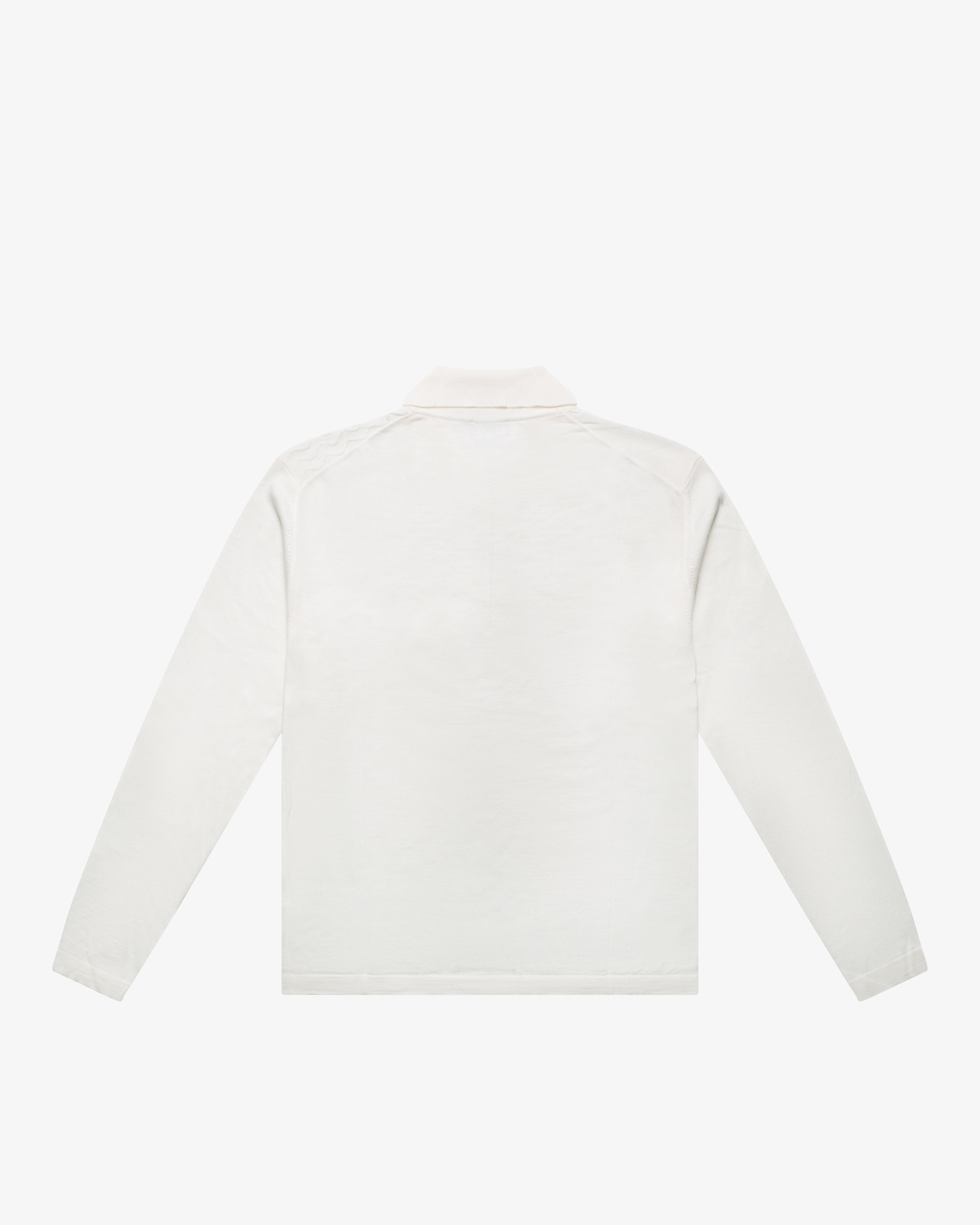 Polo zip manica lunga in lana panna