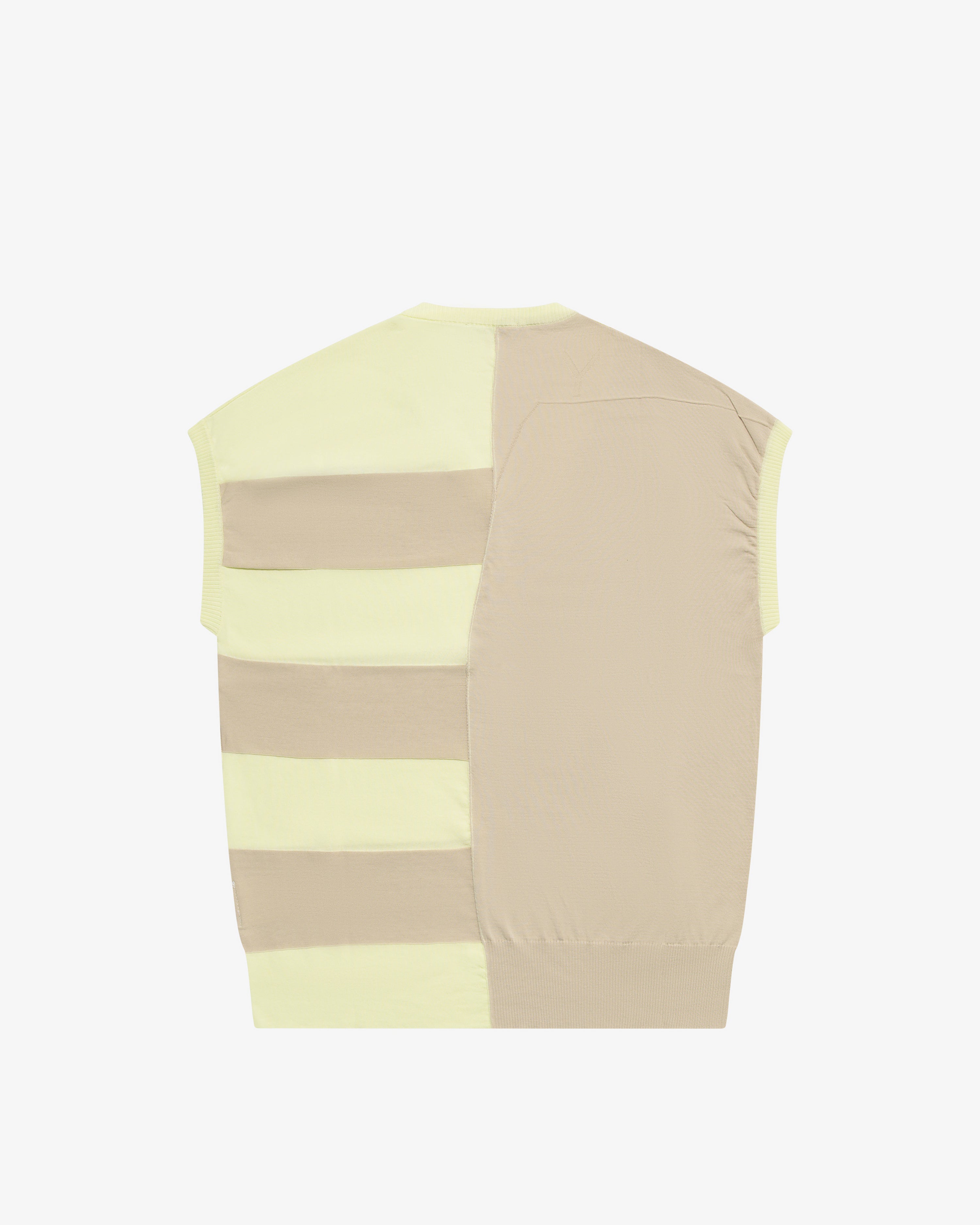 Yellow striped sleeveless cotton sweater