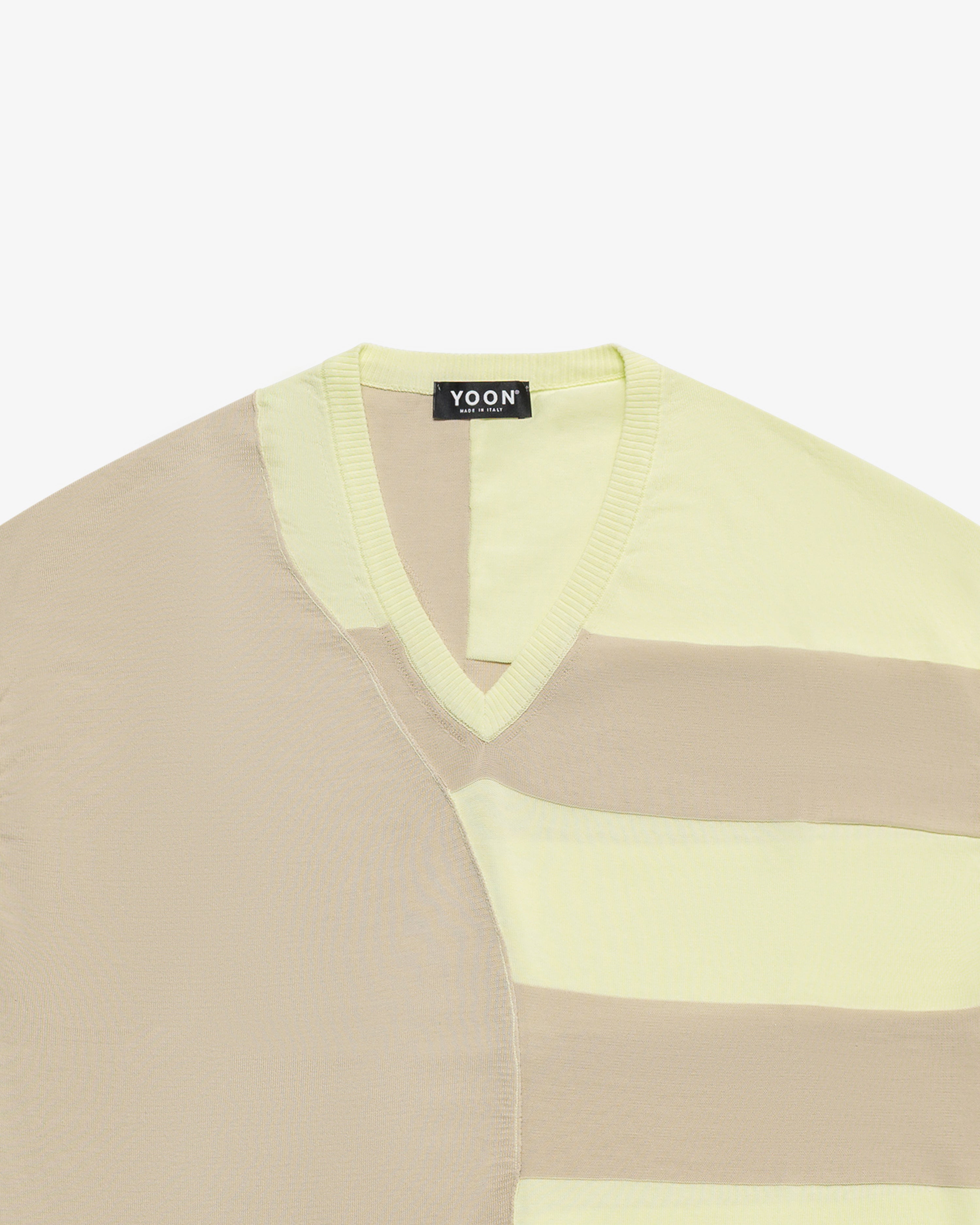 Yellow striped sleeveless cotton sweater