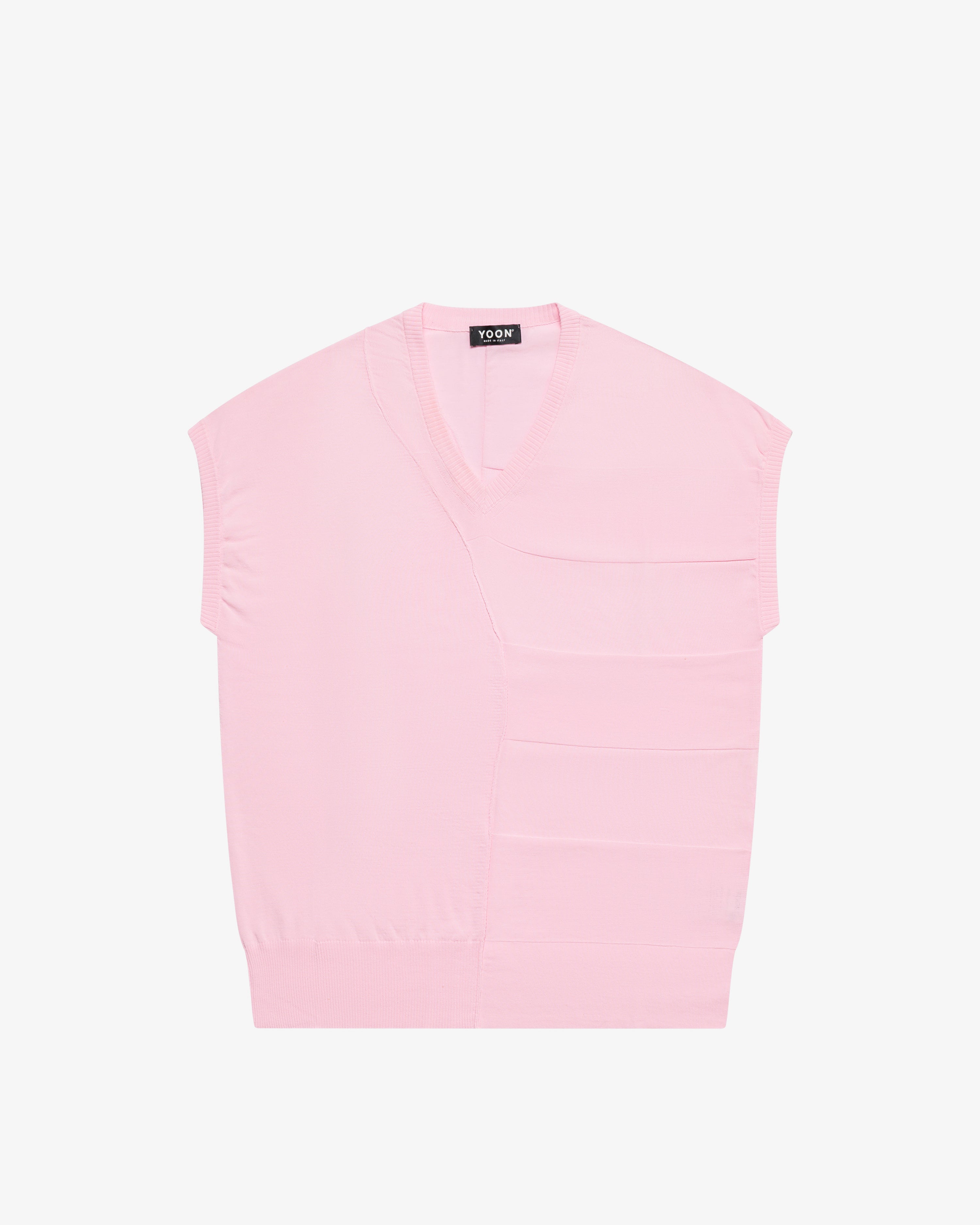 Smanicato a righe in cotone rosa