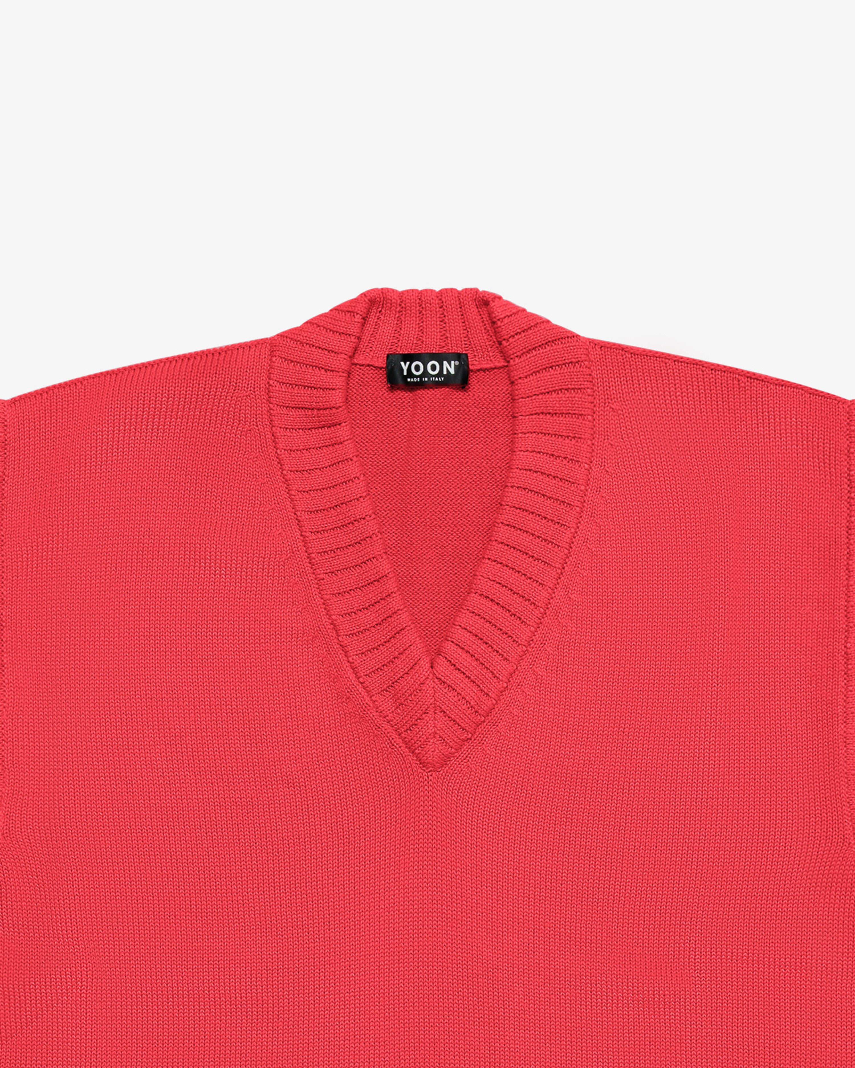 Red sleeveless cotton sweater