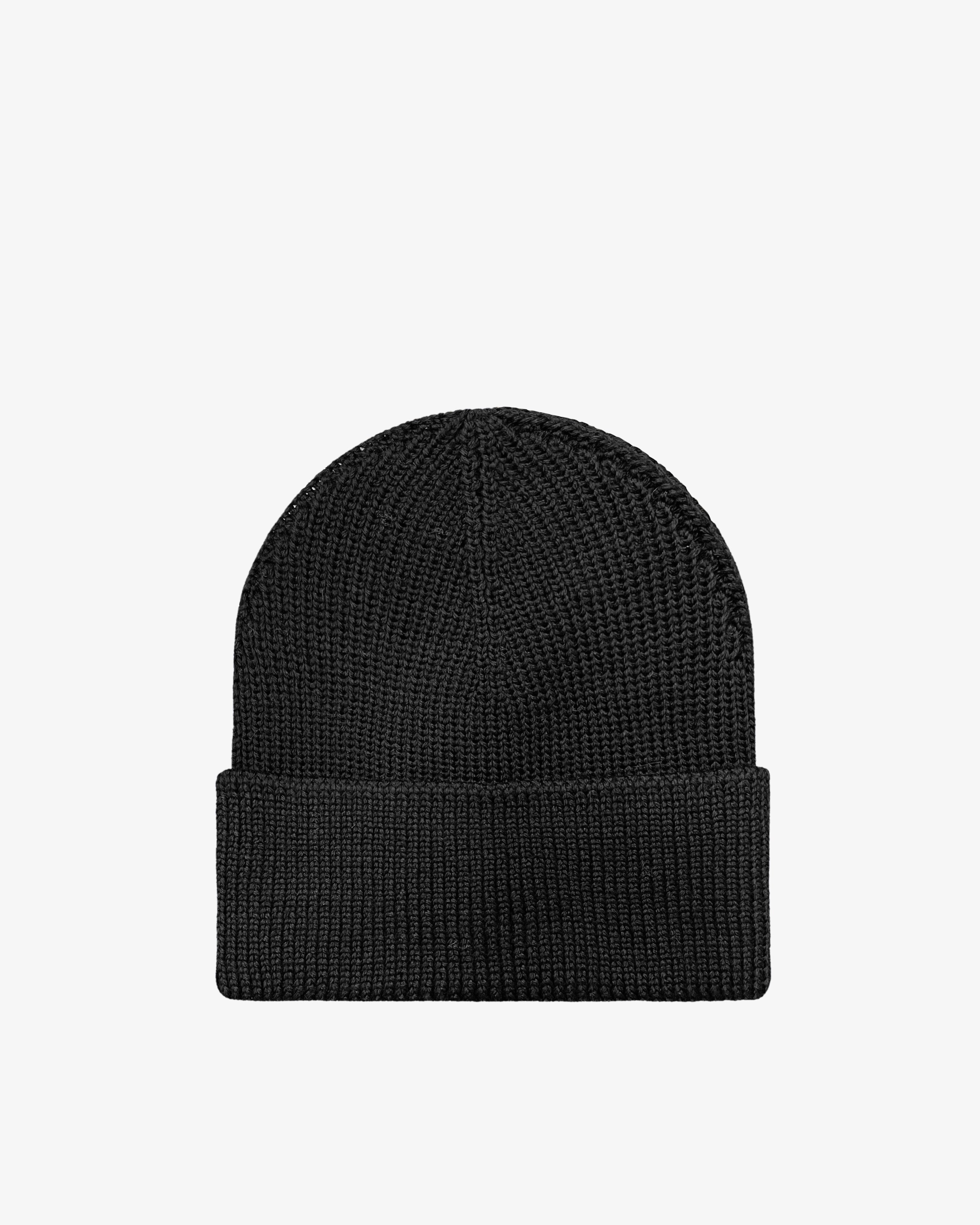 Berretto in lana a costa inglese nero