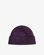 Berretto in lana a costa inglese viola