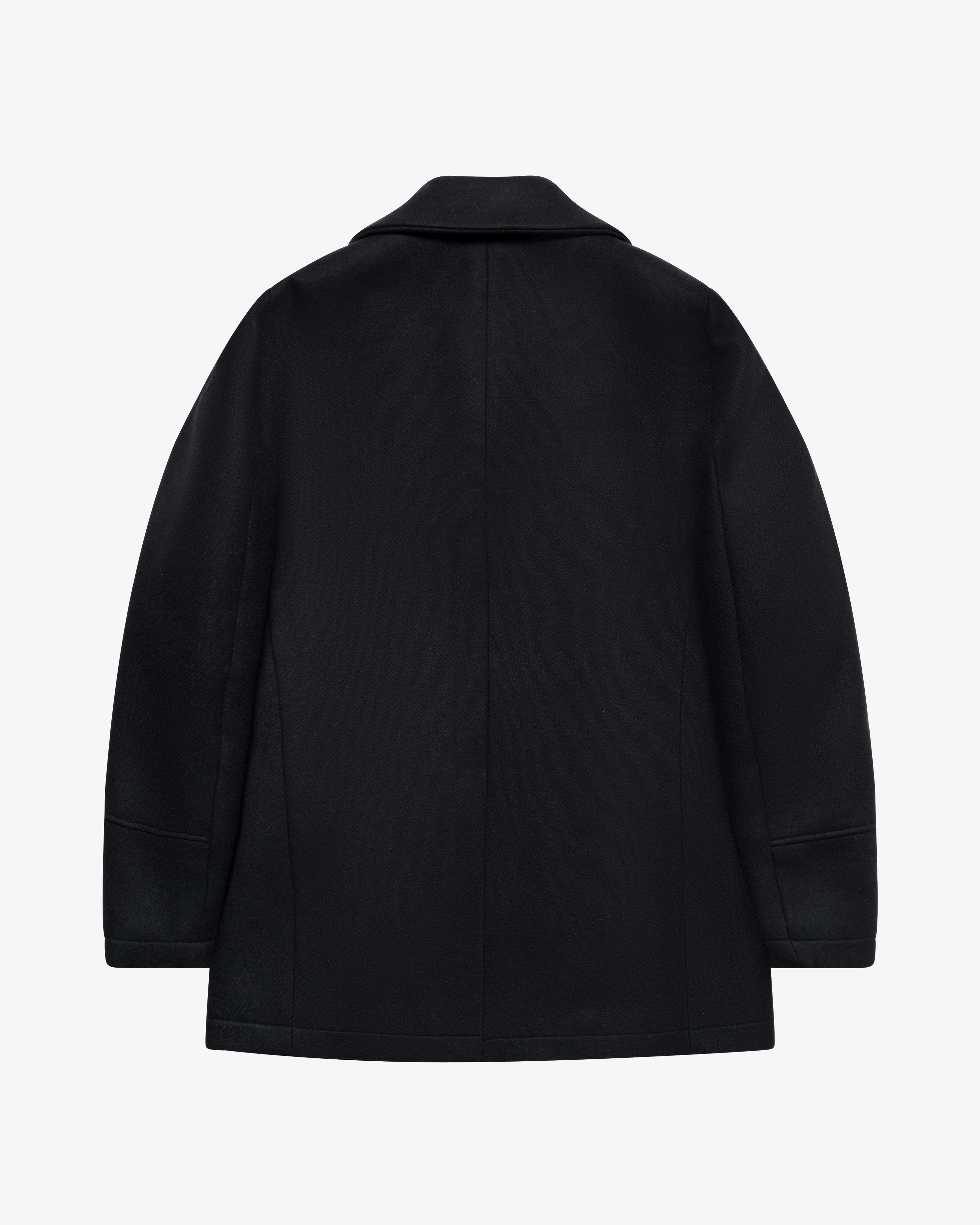 Blue double-breasted wool peacoat