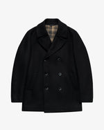 Black double-breasted wool peacoat