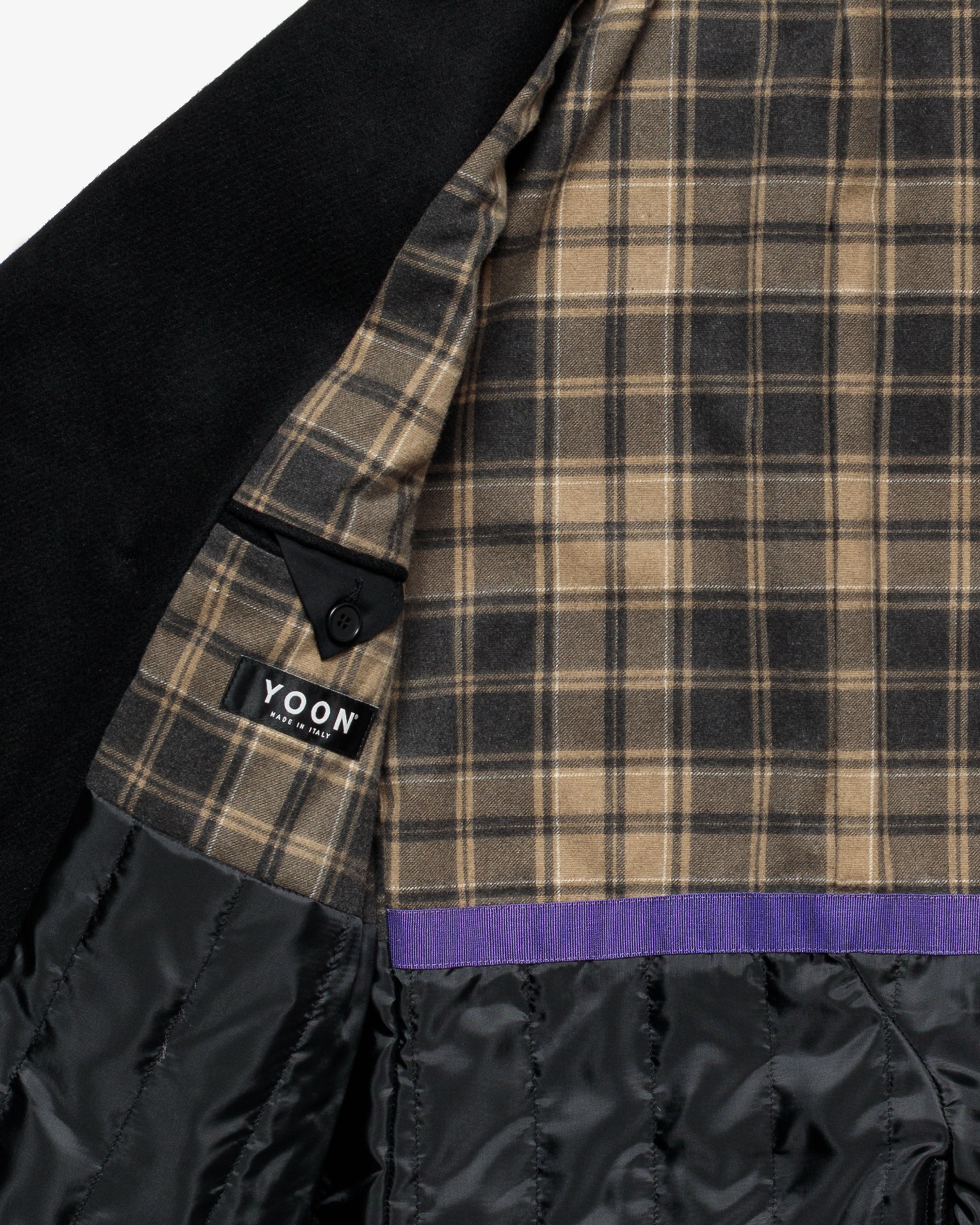 Black double-breasted wool peacoat