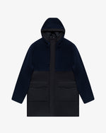 Blue wool coat with hood