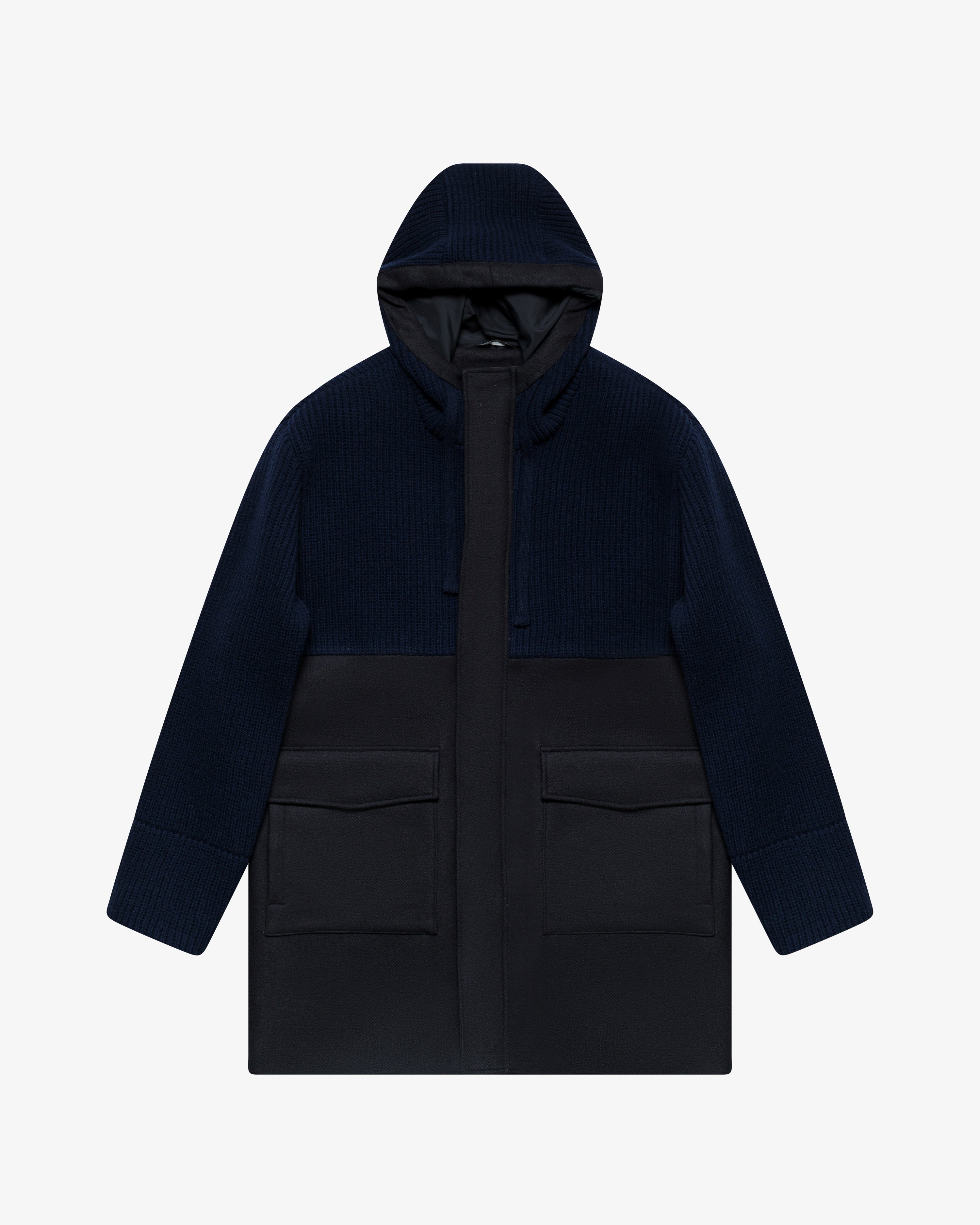 Blue wool coat with hood