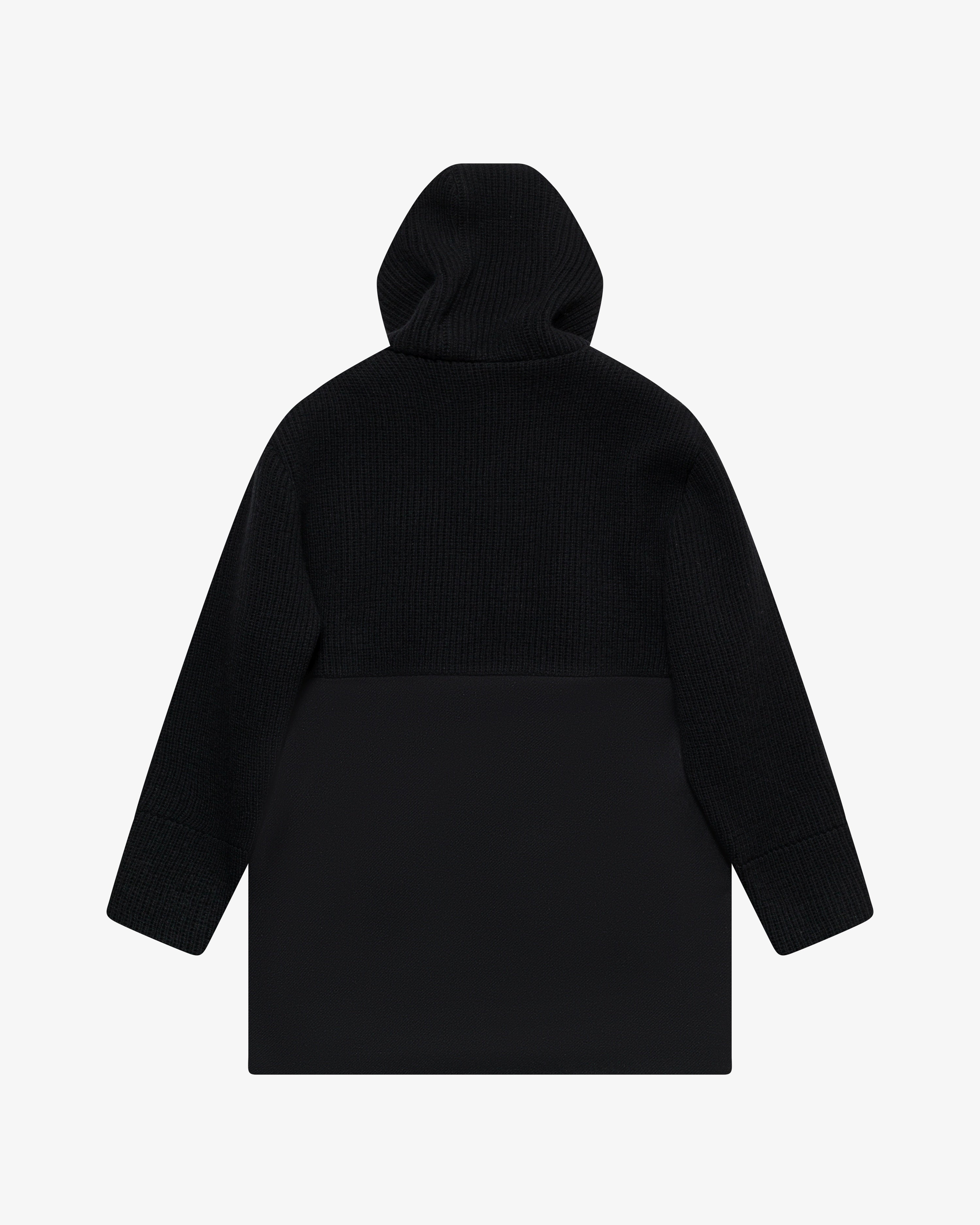 Black wool coat with hood
