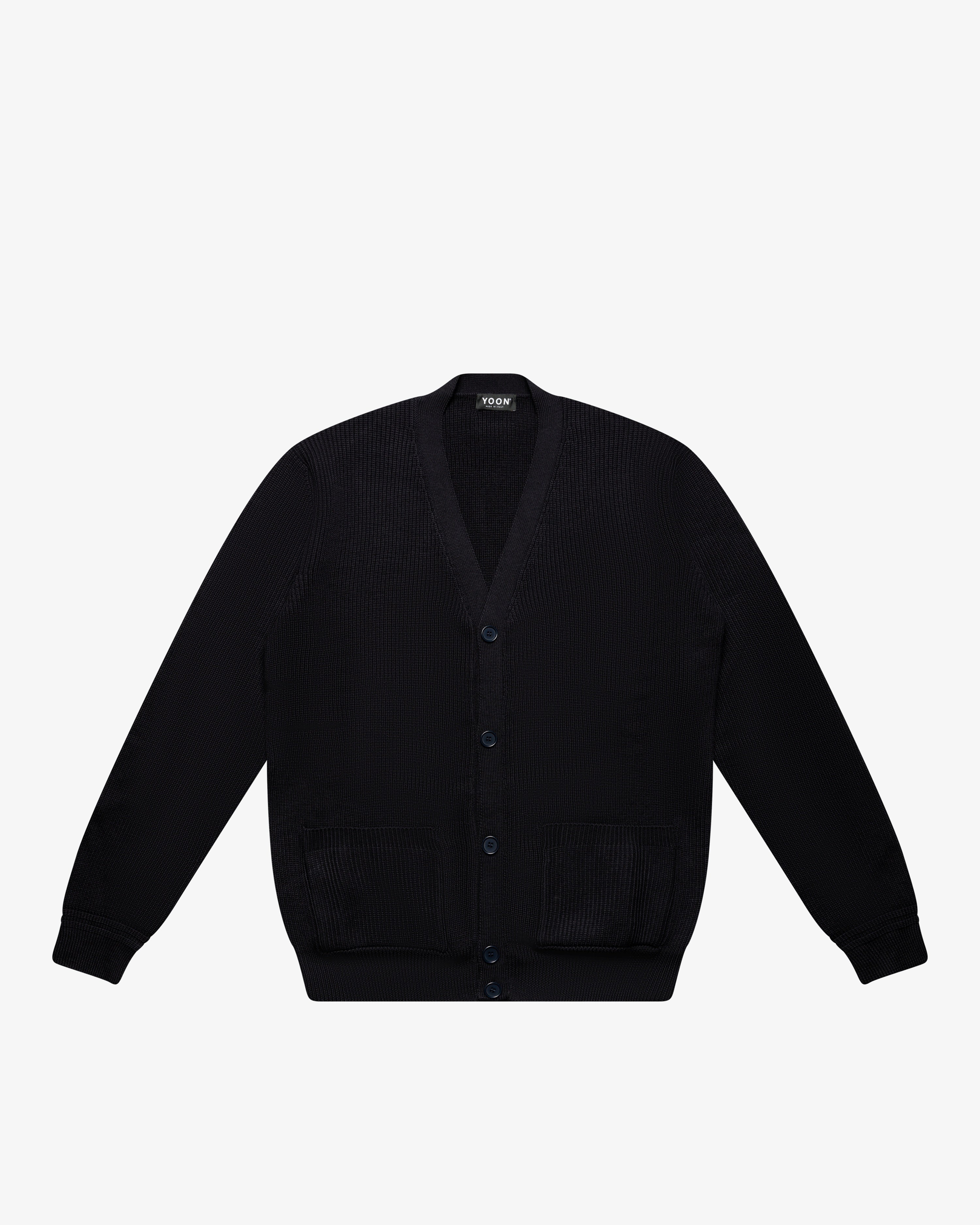 Blue Wool English Rib Cardigan