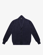 Blue-Violet Wool English Rib Cardigan
