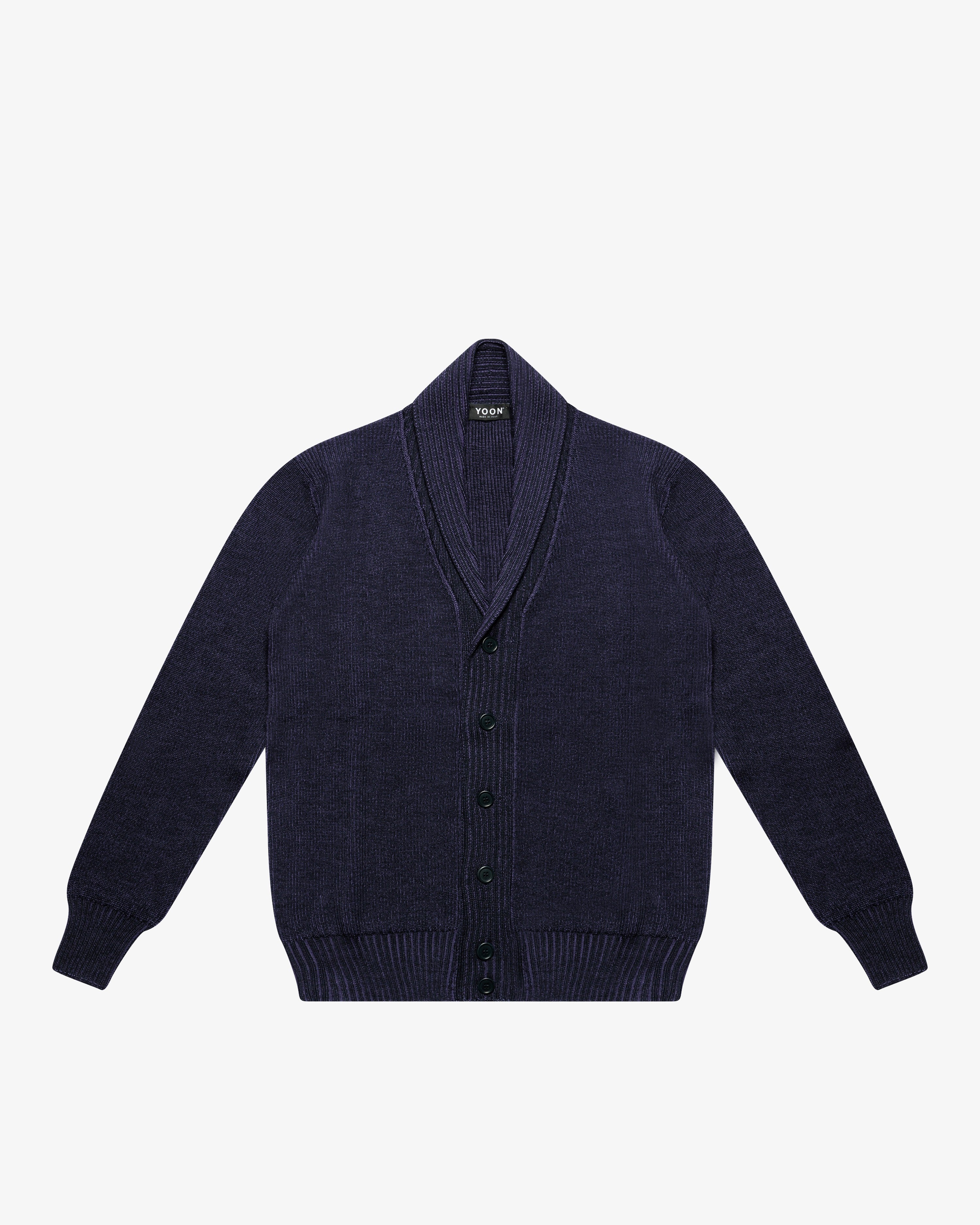 Blue-Violet Wool English Rib Cardigan