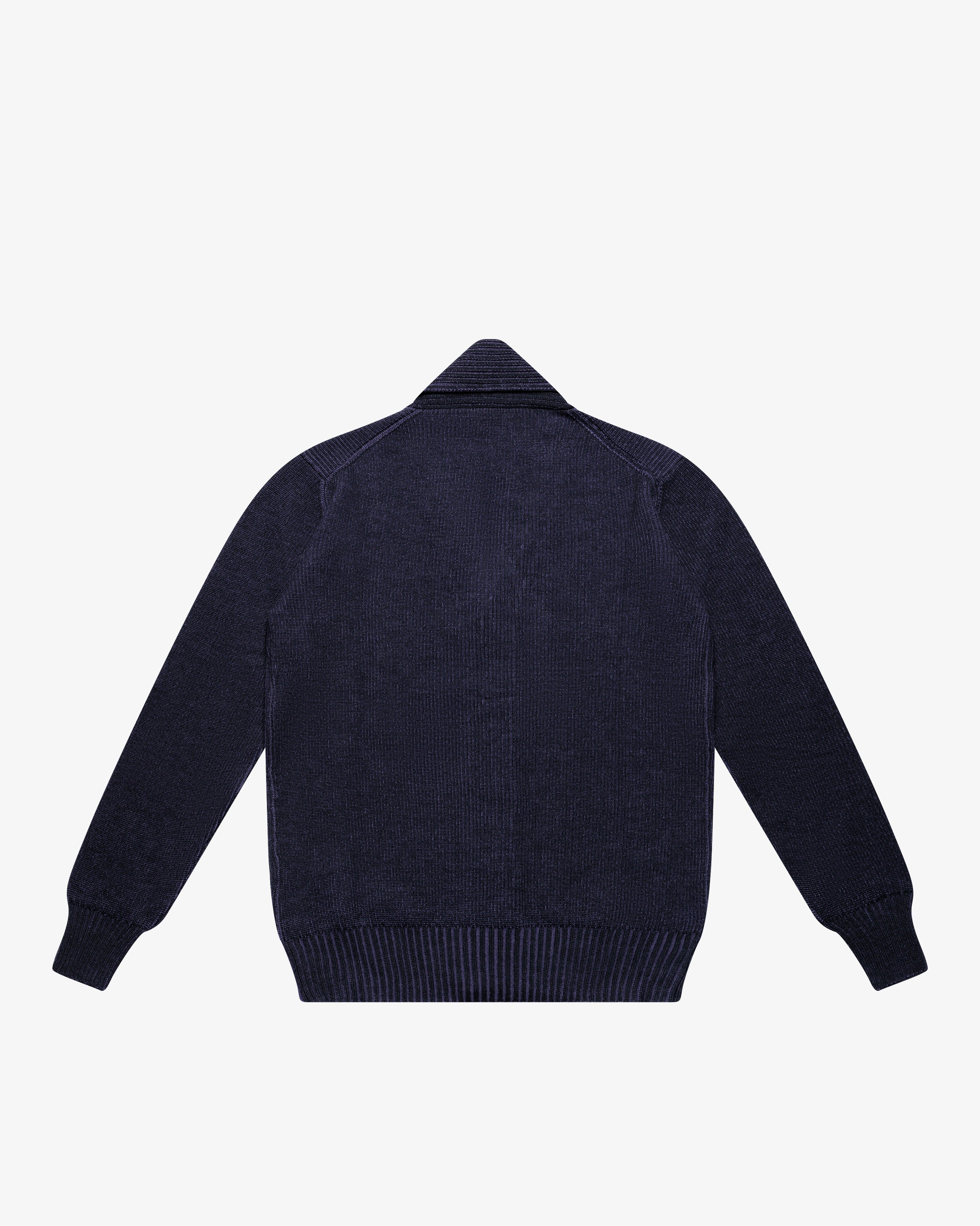 Blue-Violet Wool English Rib Cardigan