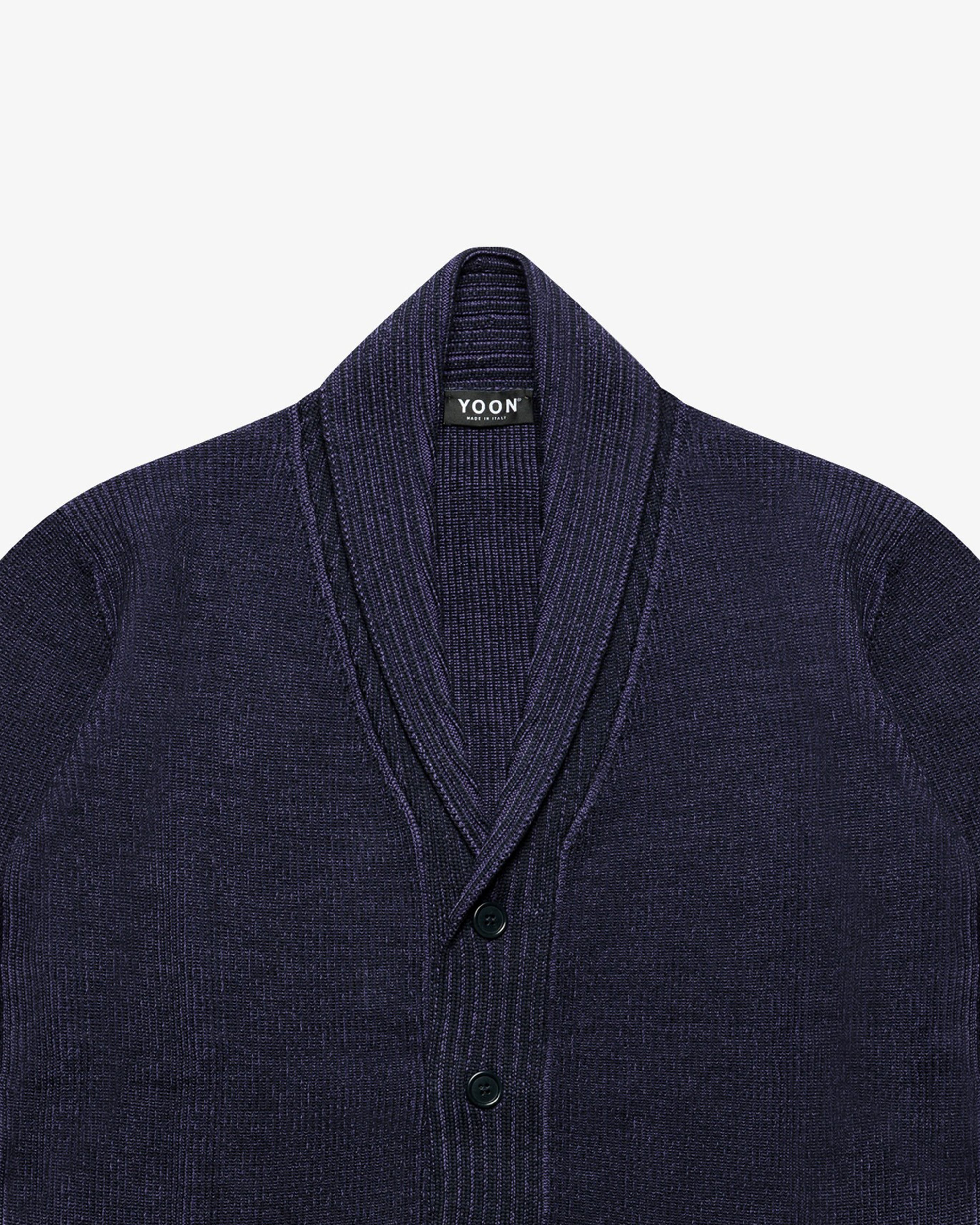 Blue-Violet Wool English Rib Cardigan
