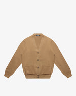 Camel Wool English Rib Cardigan