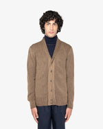 Camel-Brown Wool English Rib Cardigan