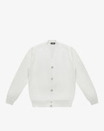 Pearl Gray Wool English Rib Cardigan