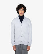 Pearl Gray Wool English Rib Cardigan