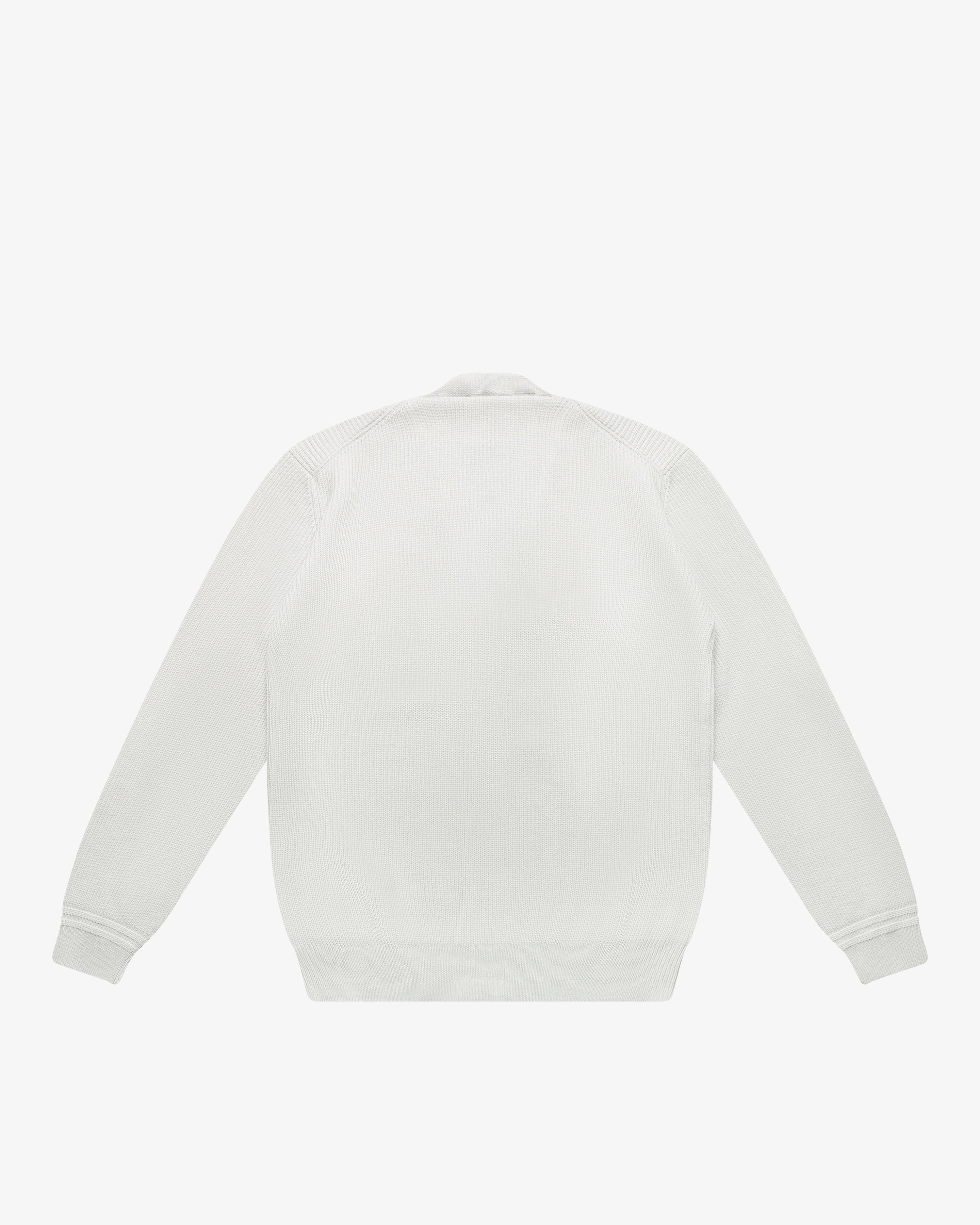 Pearl Gray Wool English Rib Cardigan