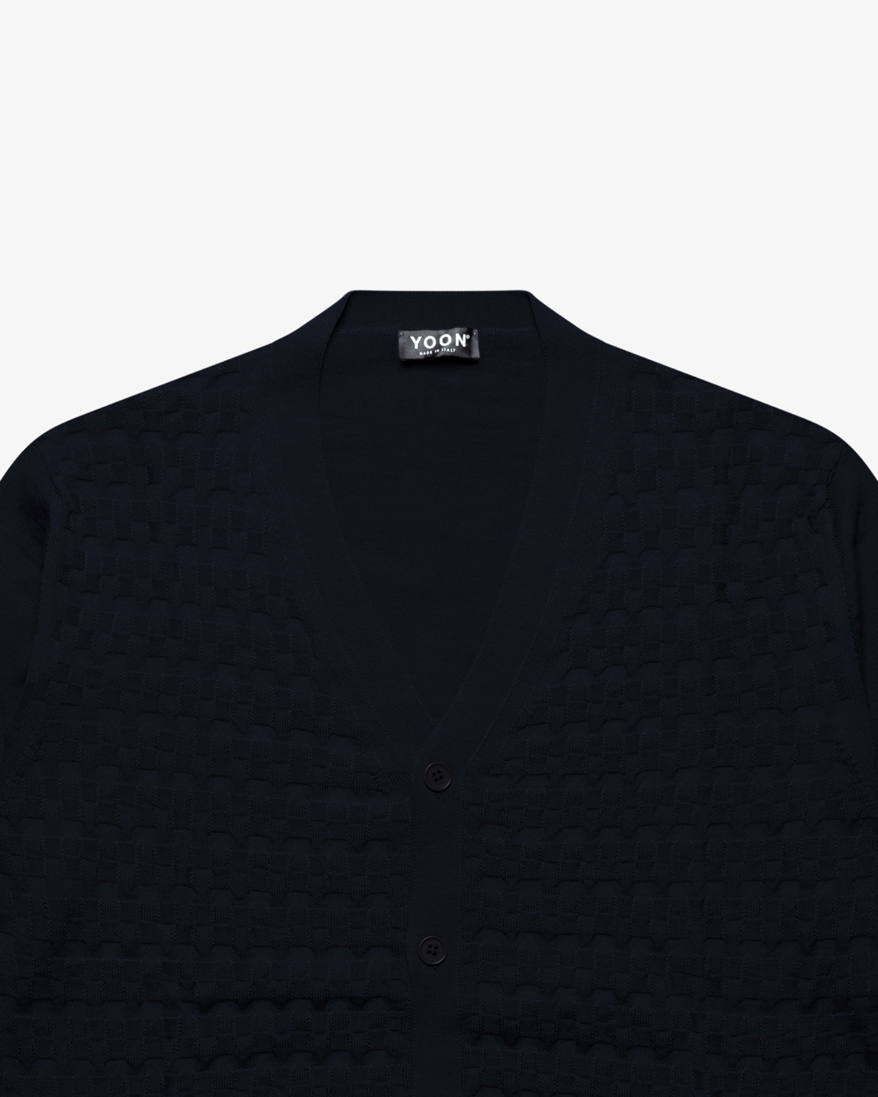 Blue Wool Checkered Cardigan