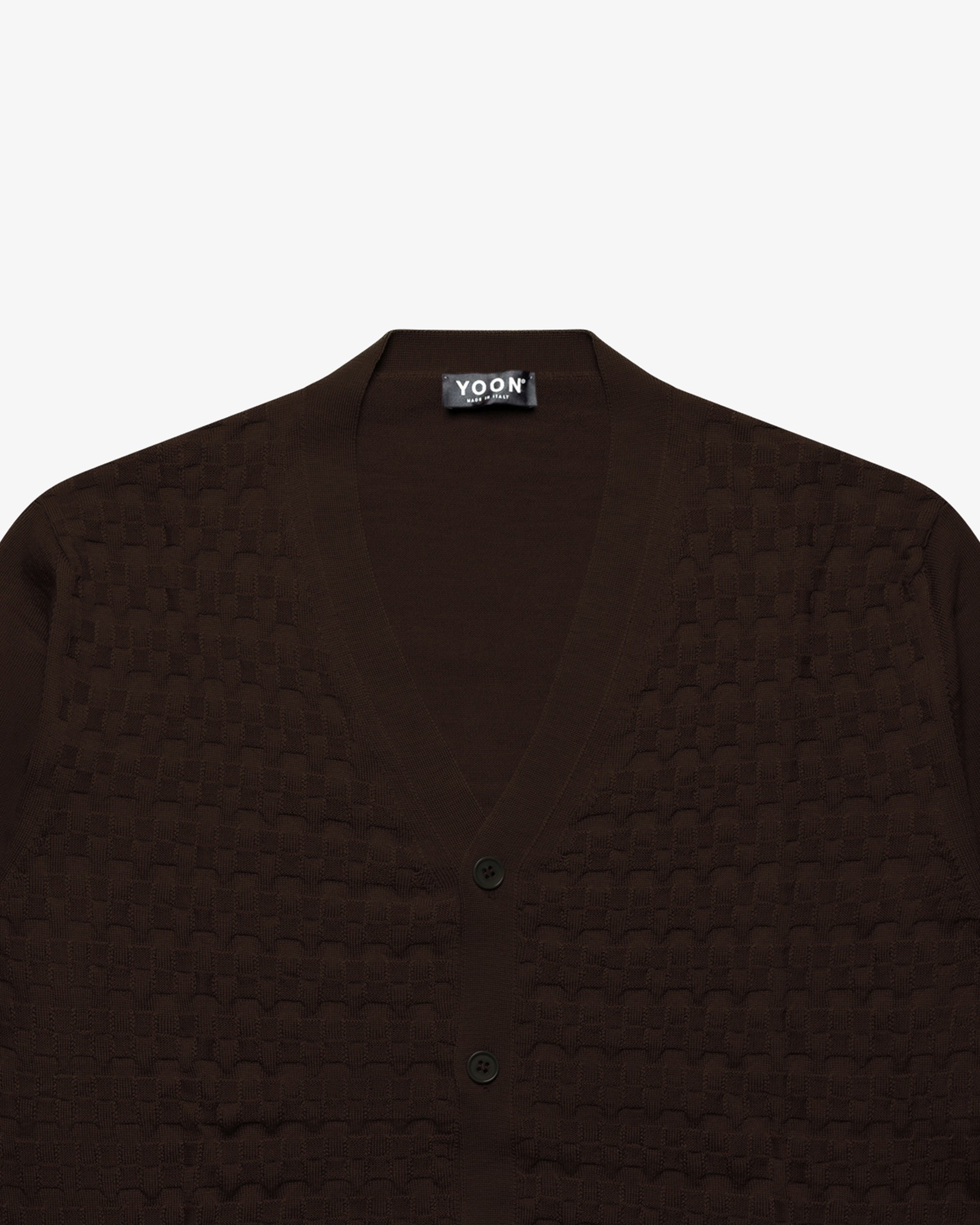 Brown Wool Checkered Cardigan