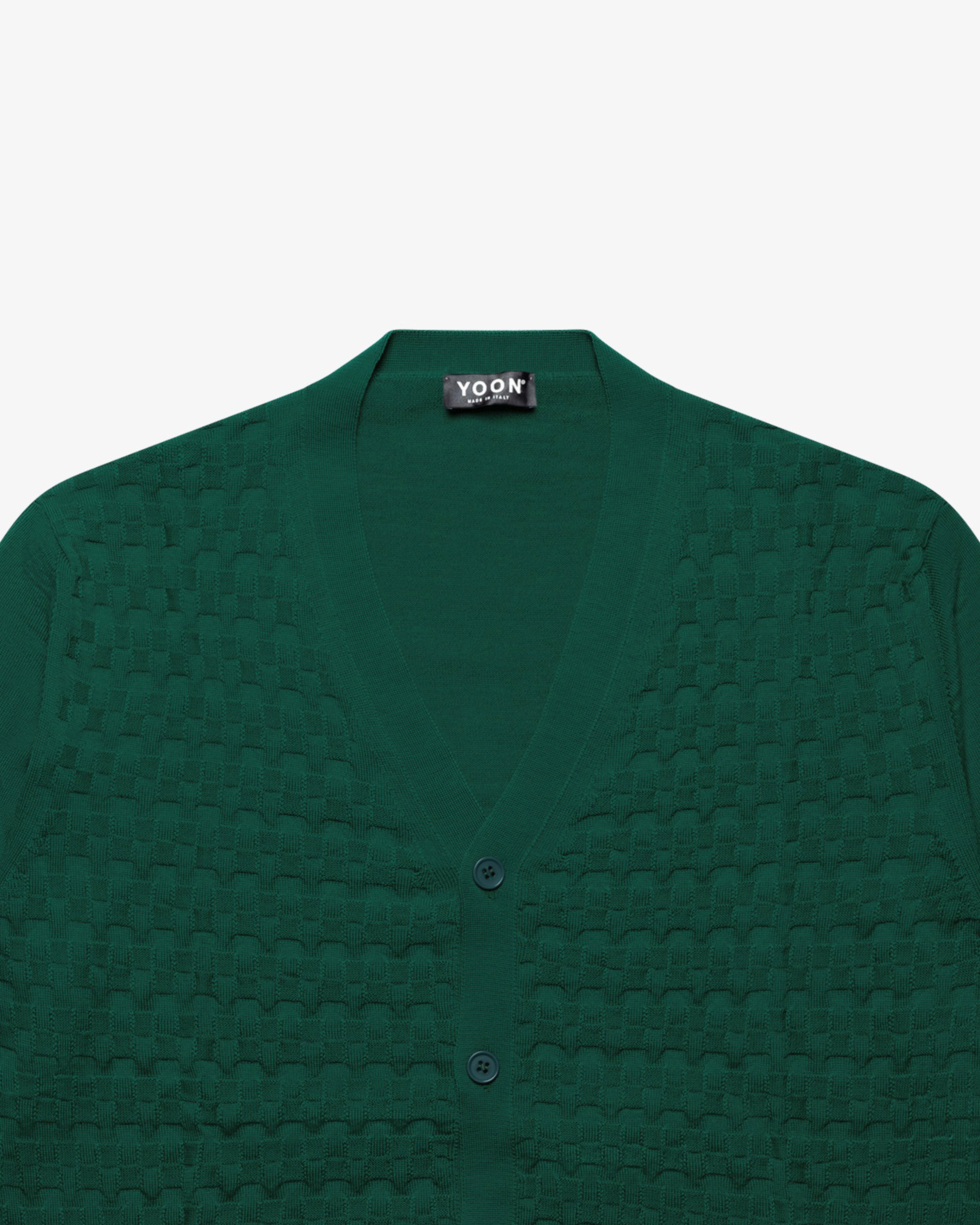 Forest Green Wool Checkered Cardigan