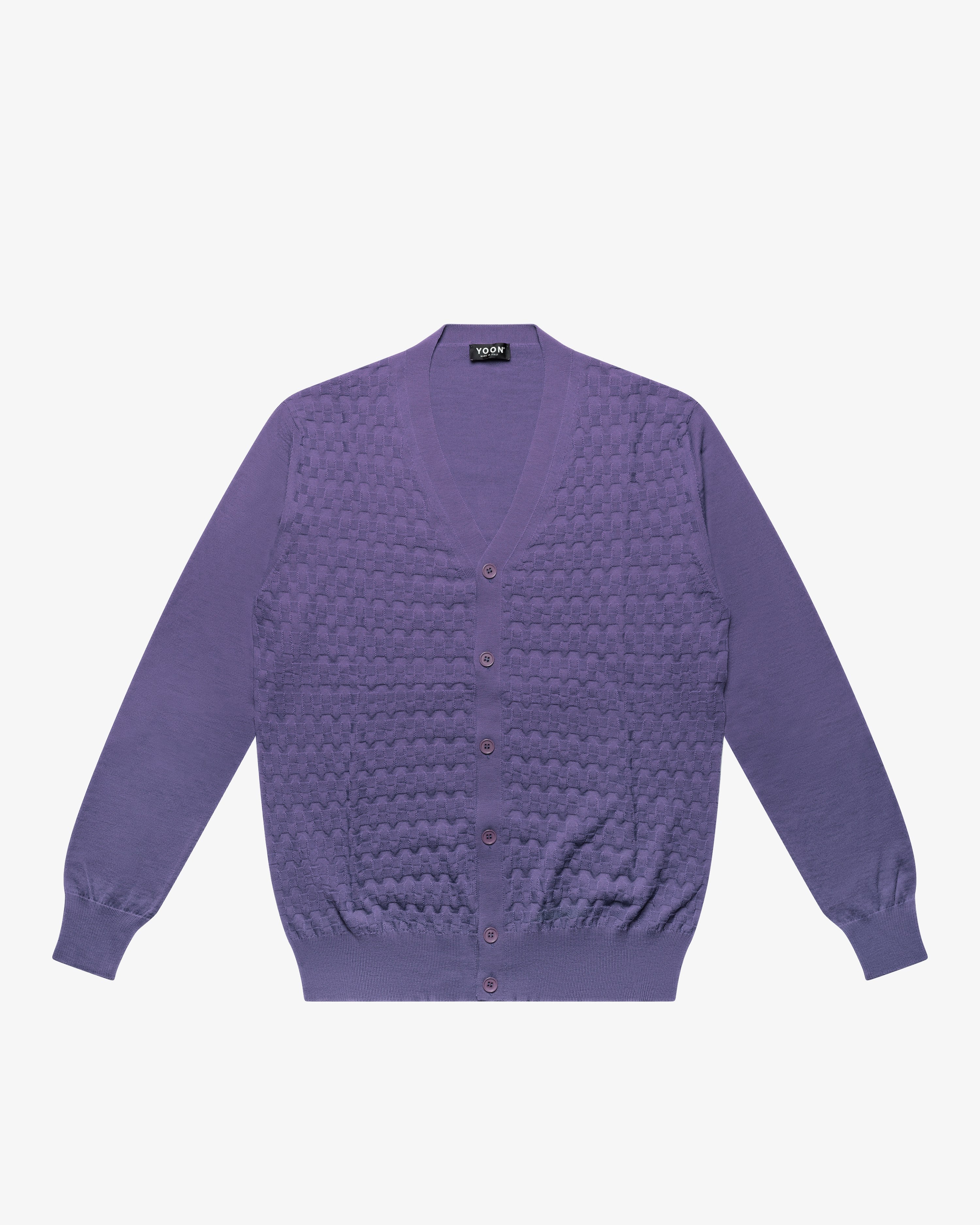 Purple Wool Checkered Cardigan