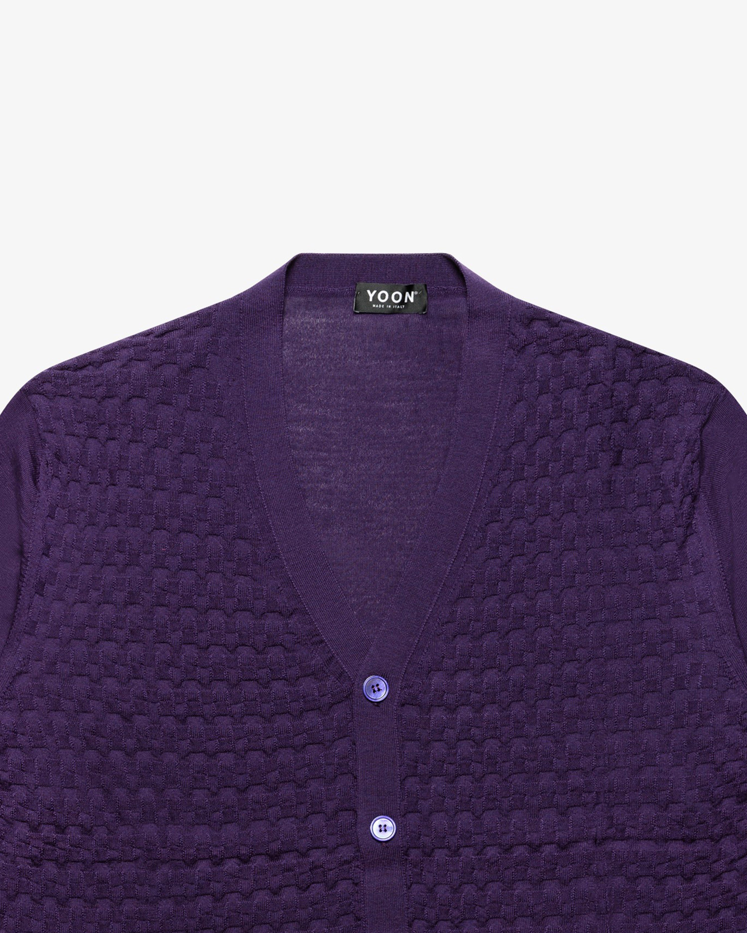 Purple Wool Checkered Cardigan