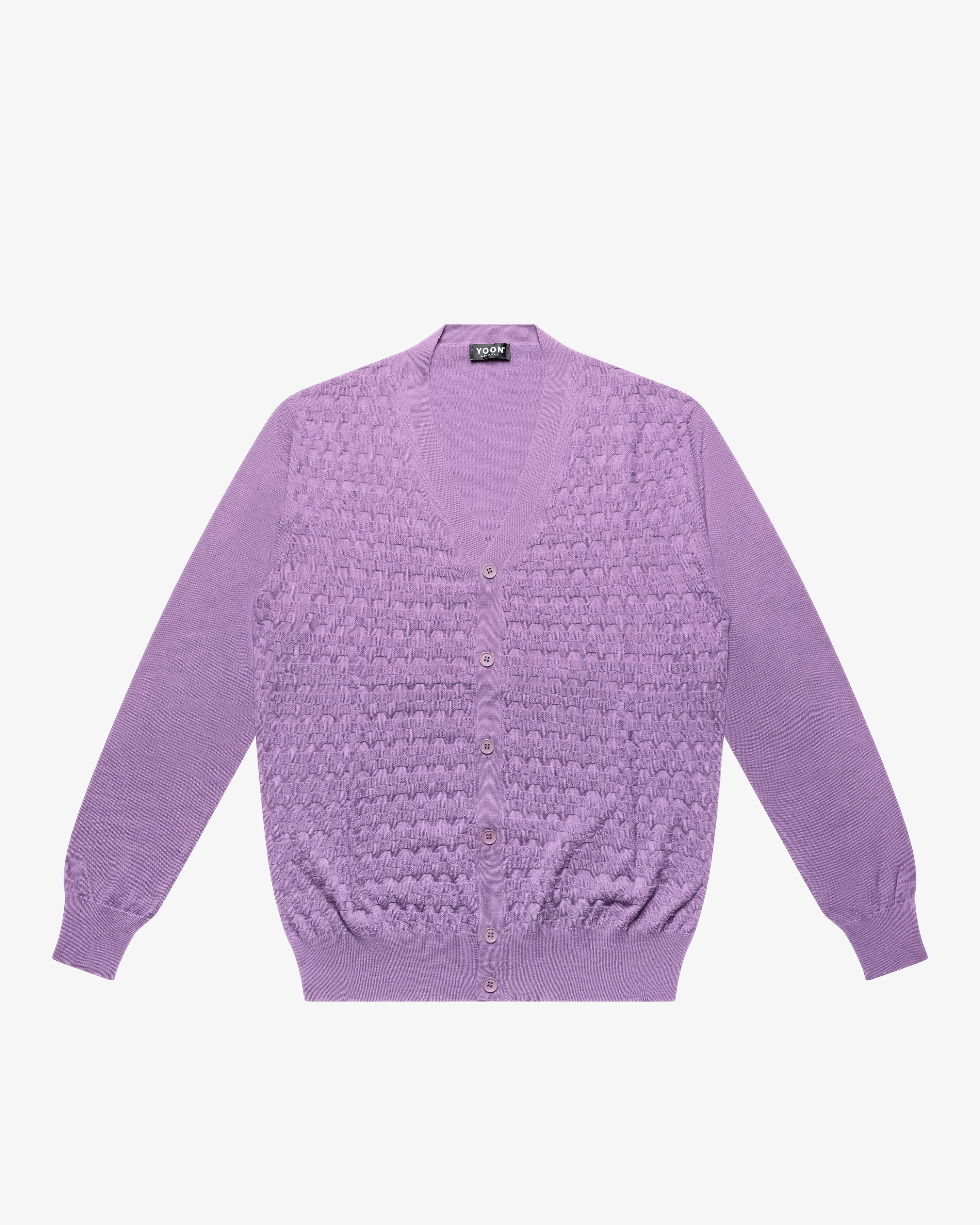 Light Purple Wool Checkered Cardigan