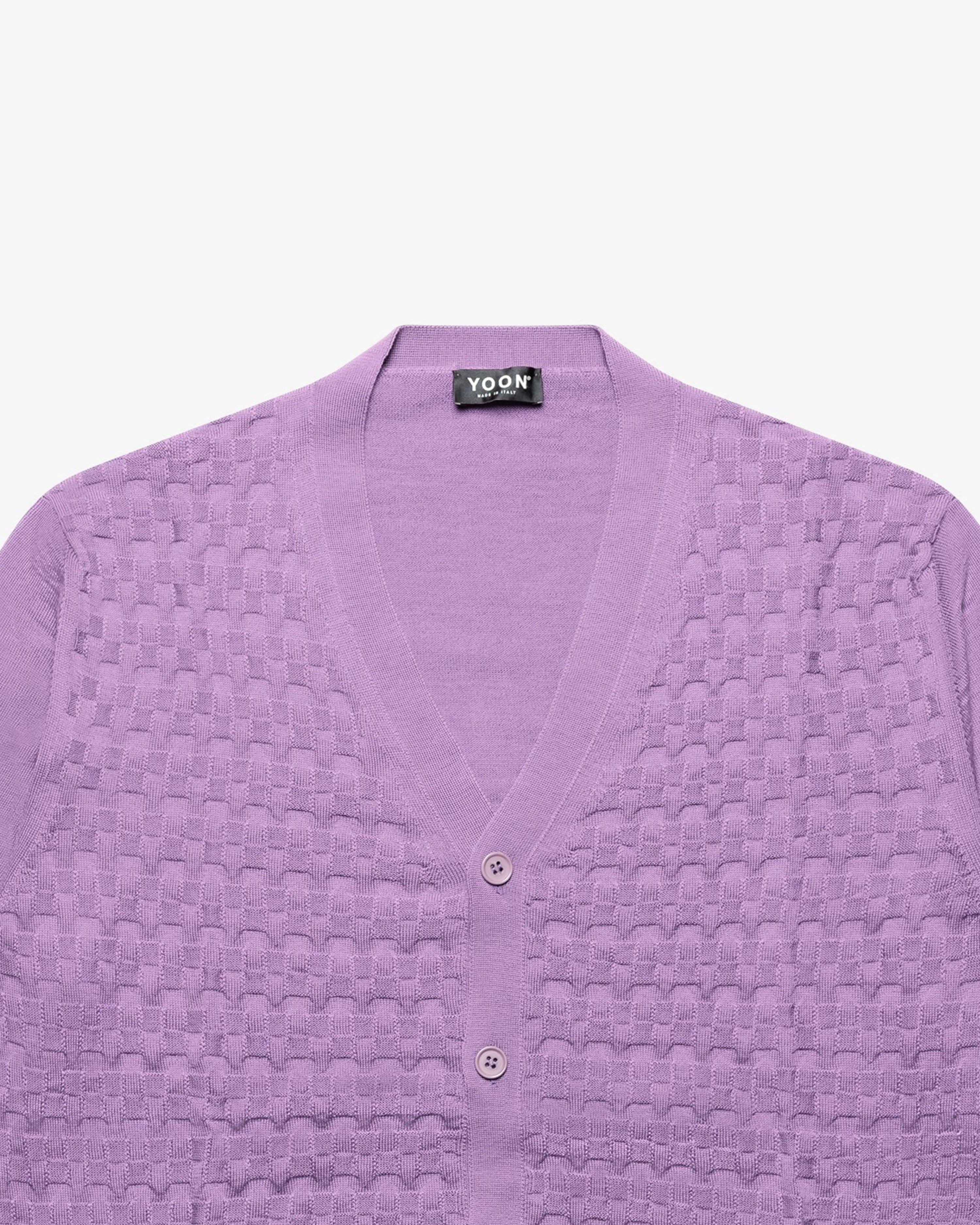 Light Purple Wool Checkered Cardigan