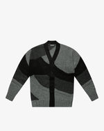 Cardigan intarsio color-block nero slim