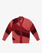 Cardigan intarsio color-block rosso slim