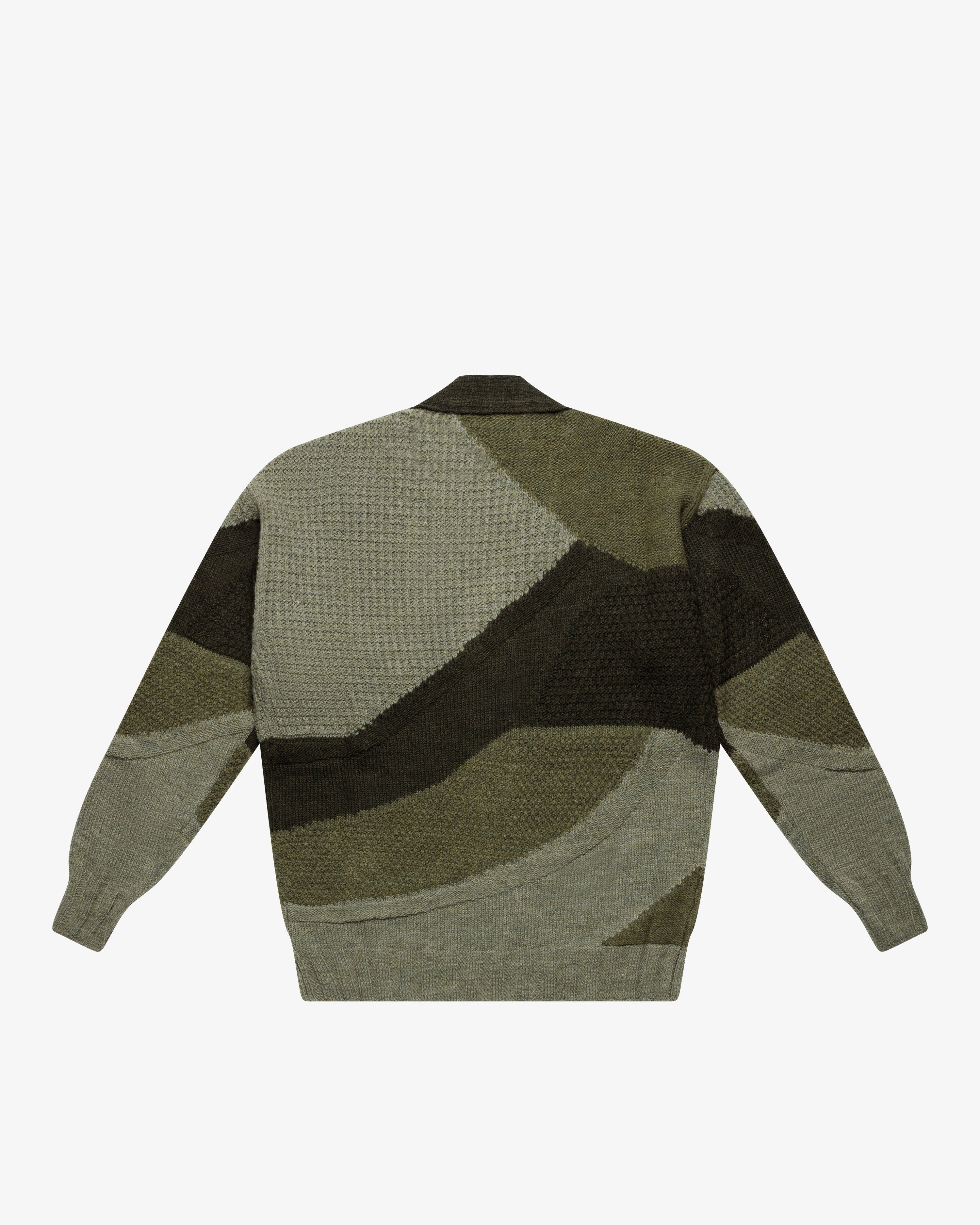 Cardigan intarsio color-block verde slim