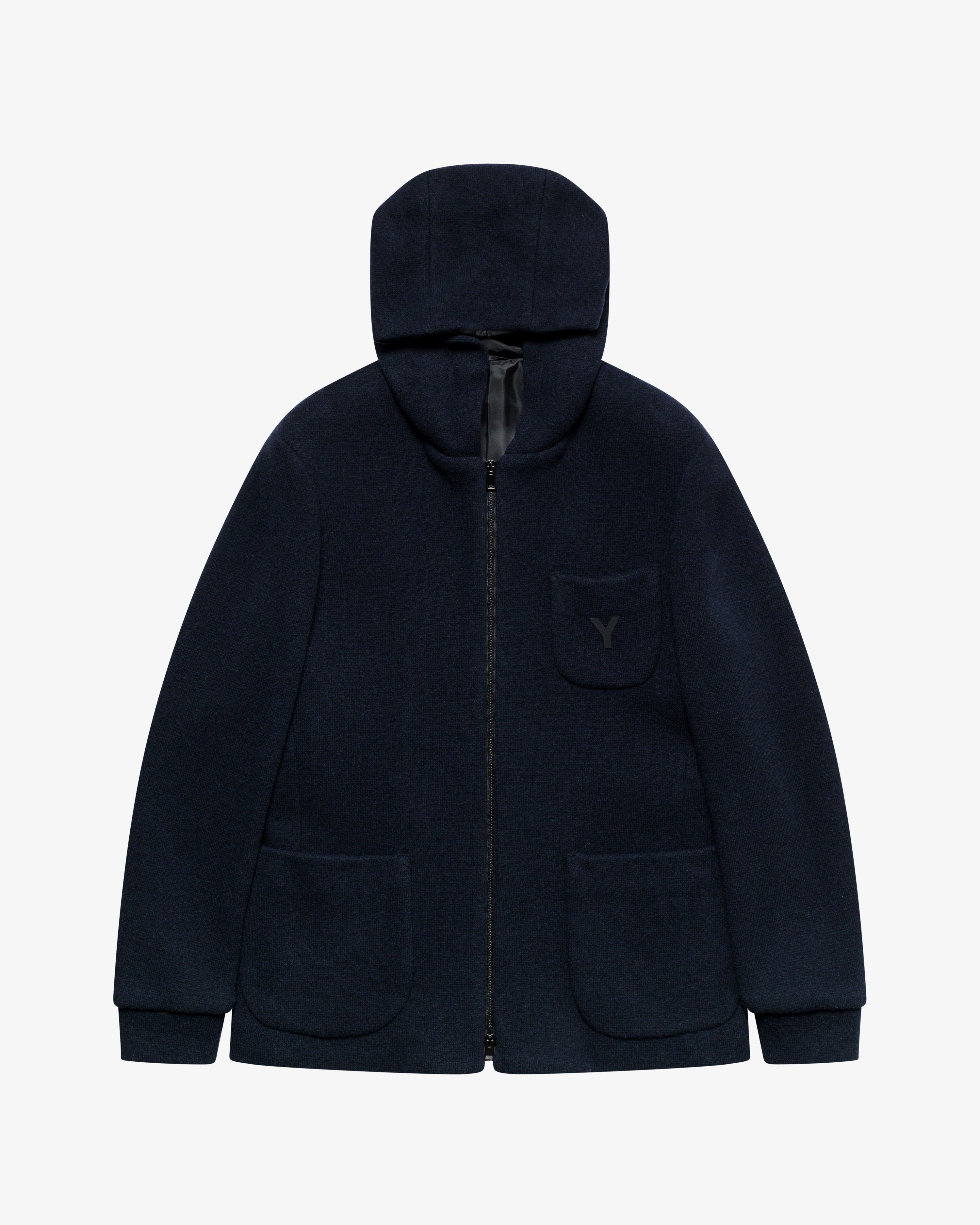Blue wool hooded jacket