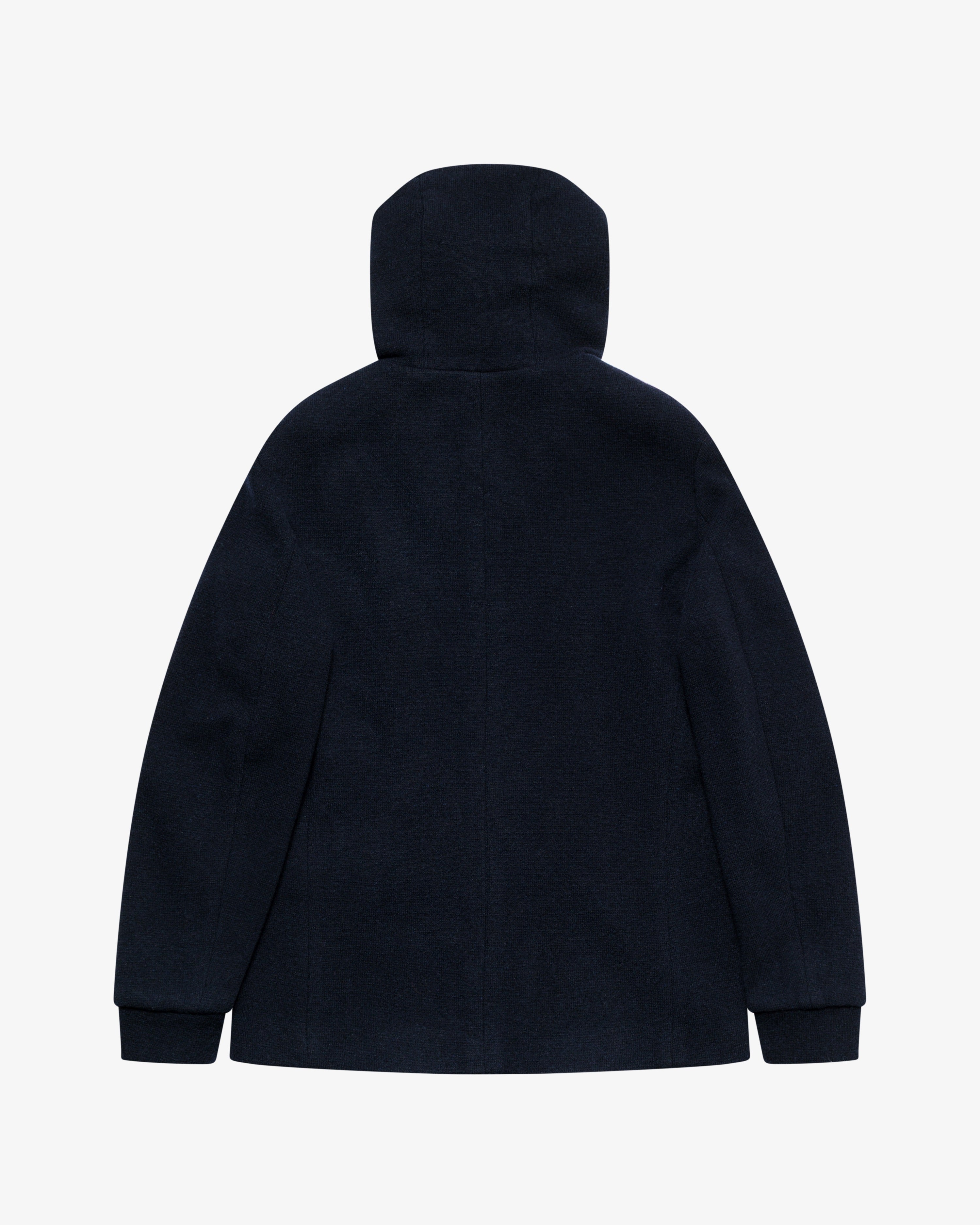 Blue wool hooded jacket