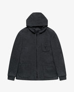 Anthracite grey wool hooded jacket
