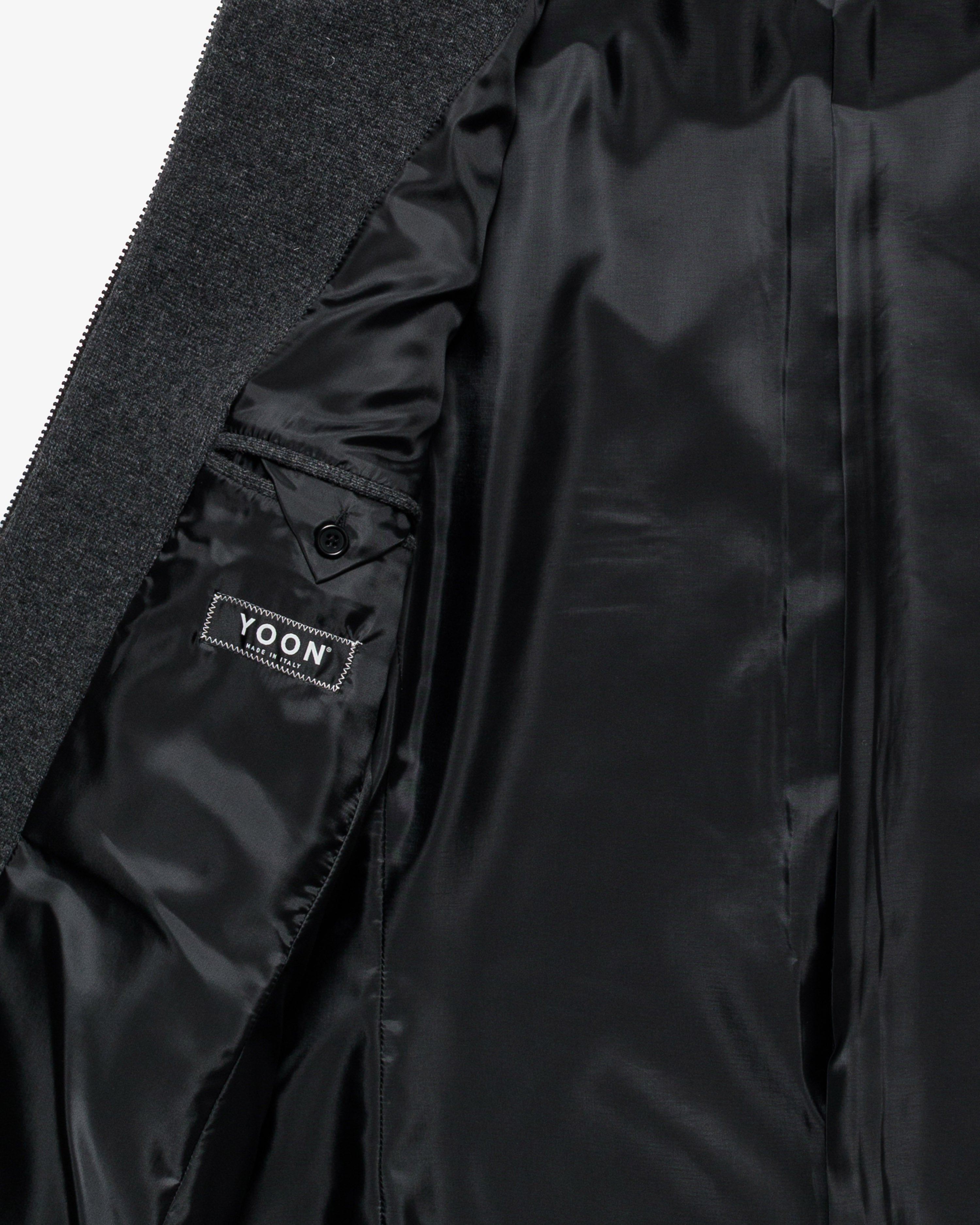 Anthracite grey wool hooded jacket