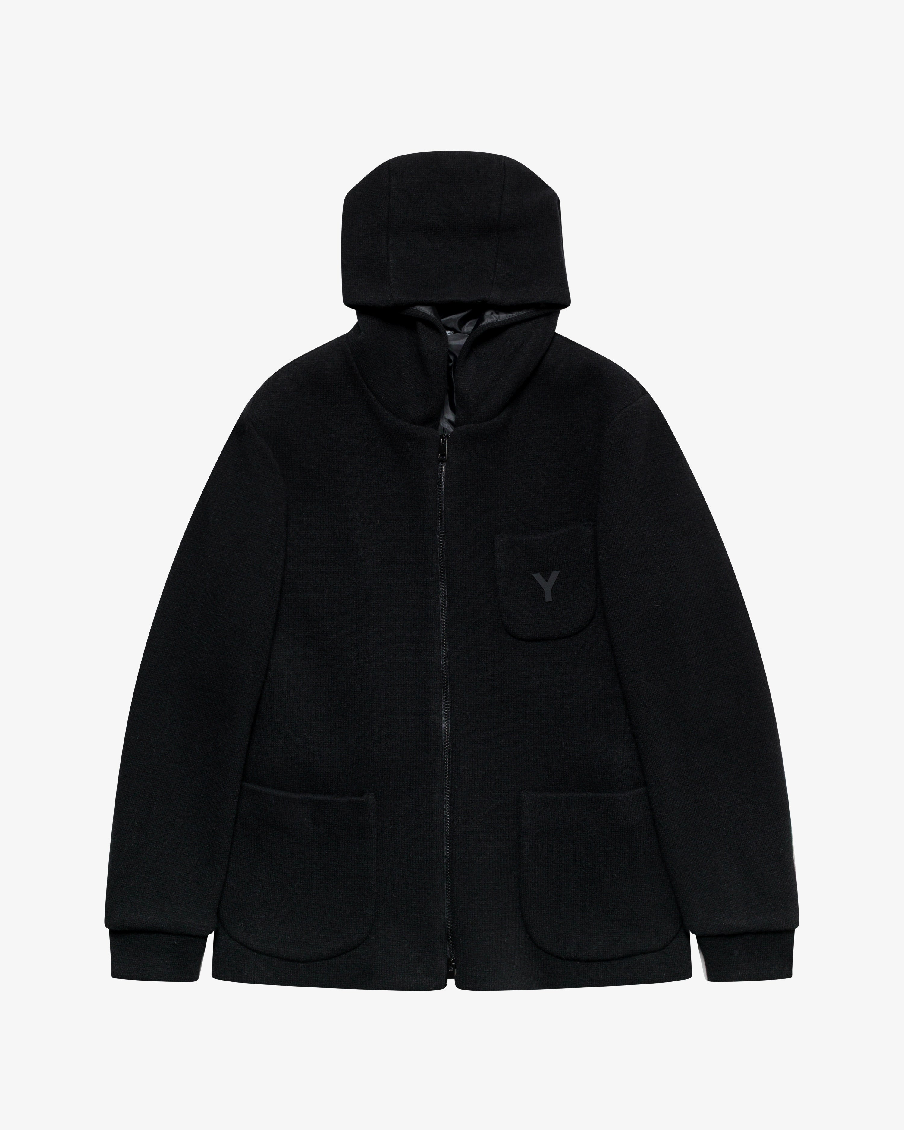 Black wool hooded jacket