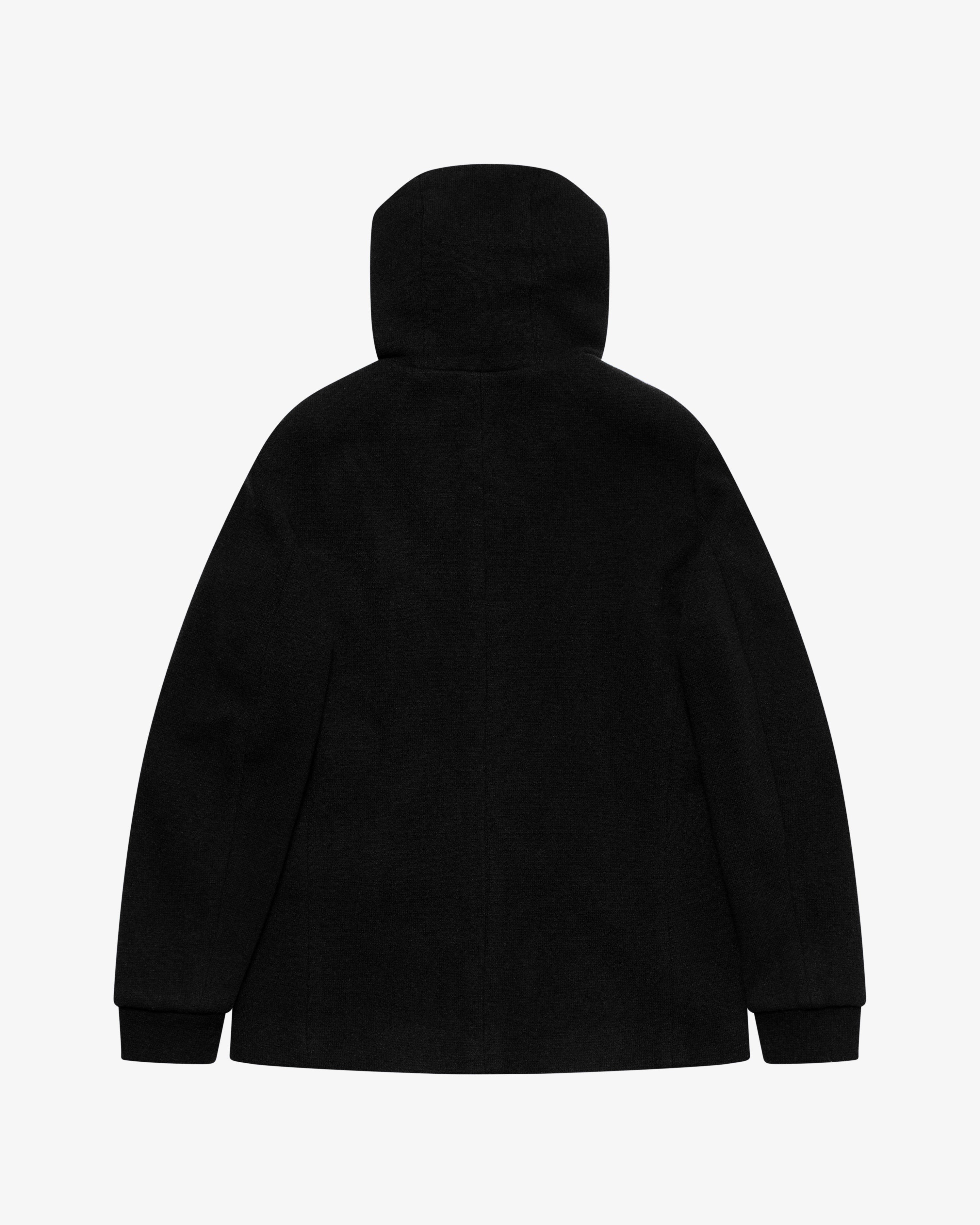 Black wool hooded jacket
