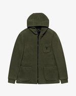 Military green wool hooded jacket