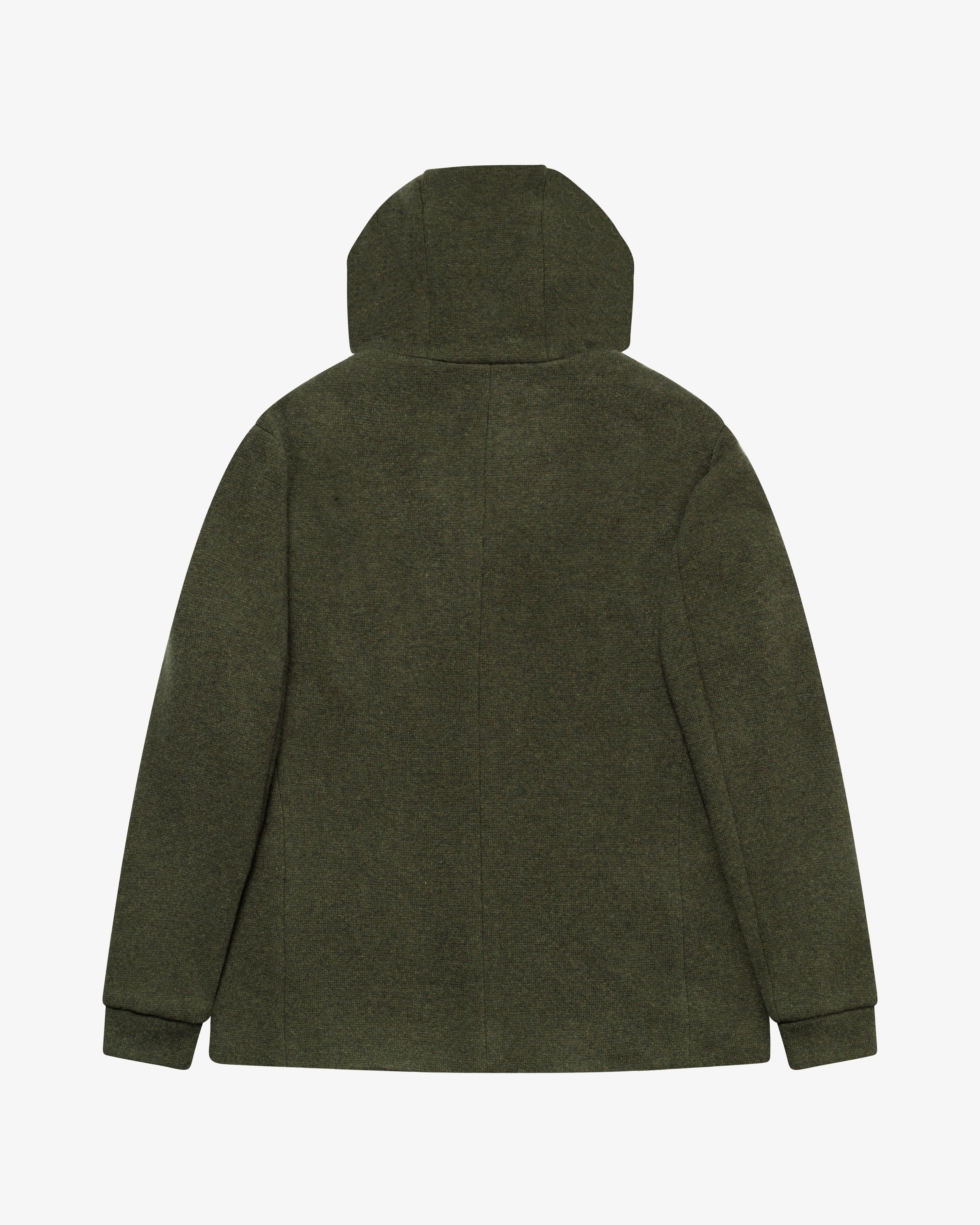 Military green wool hooded jacket