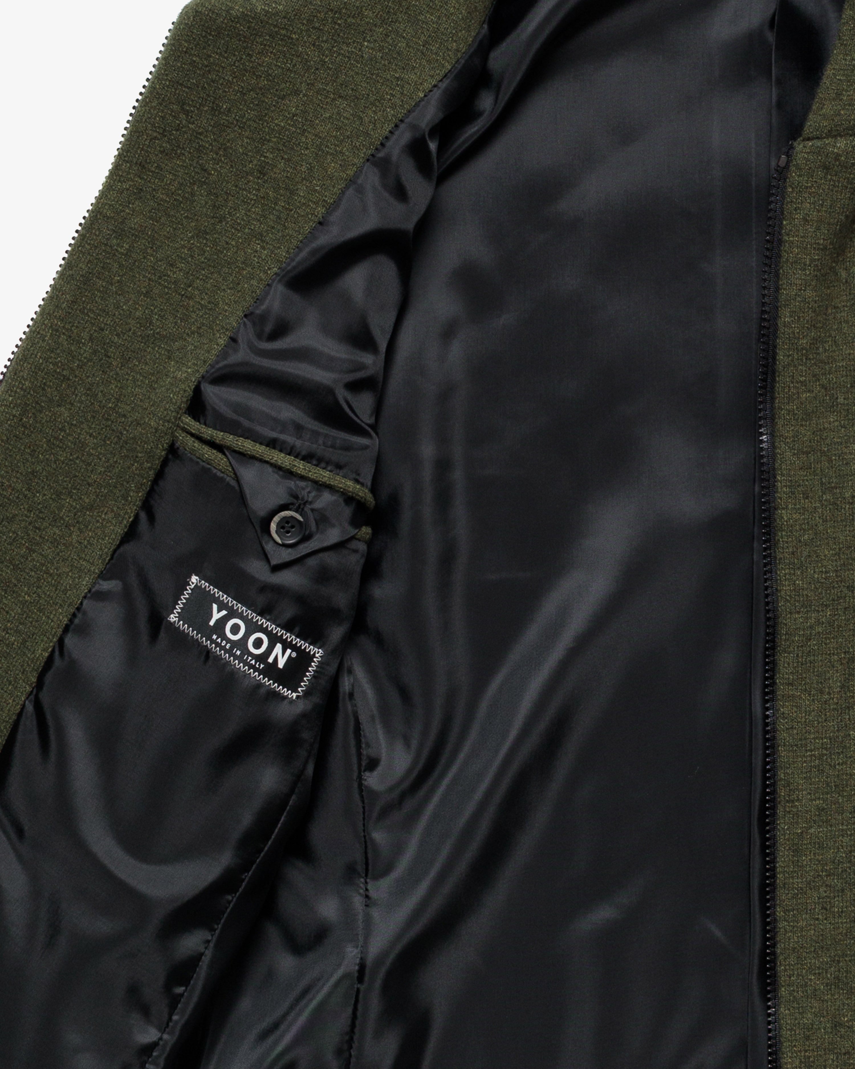Military green wool hooded jacket