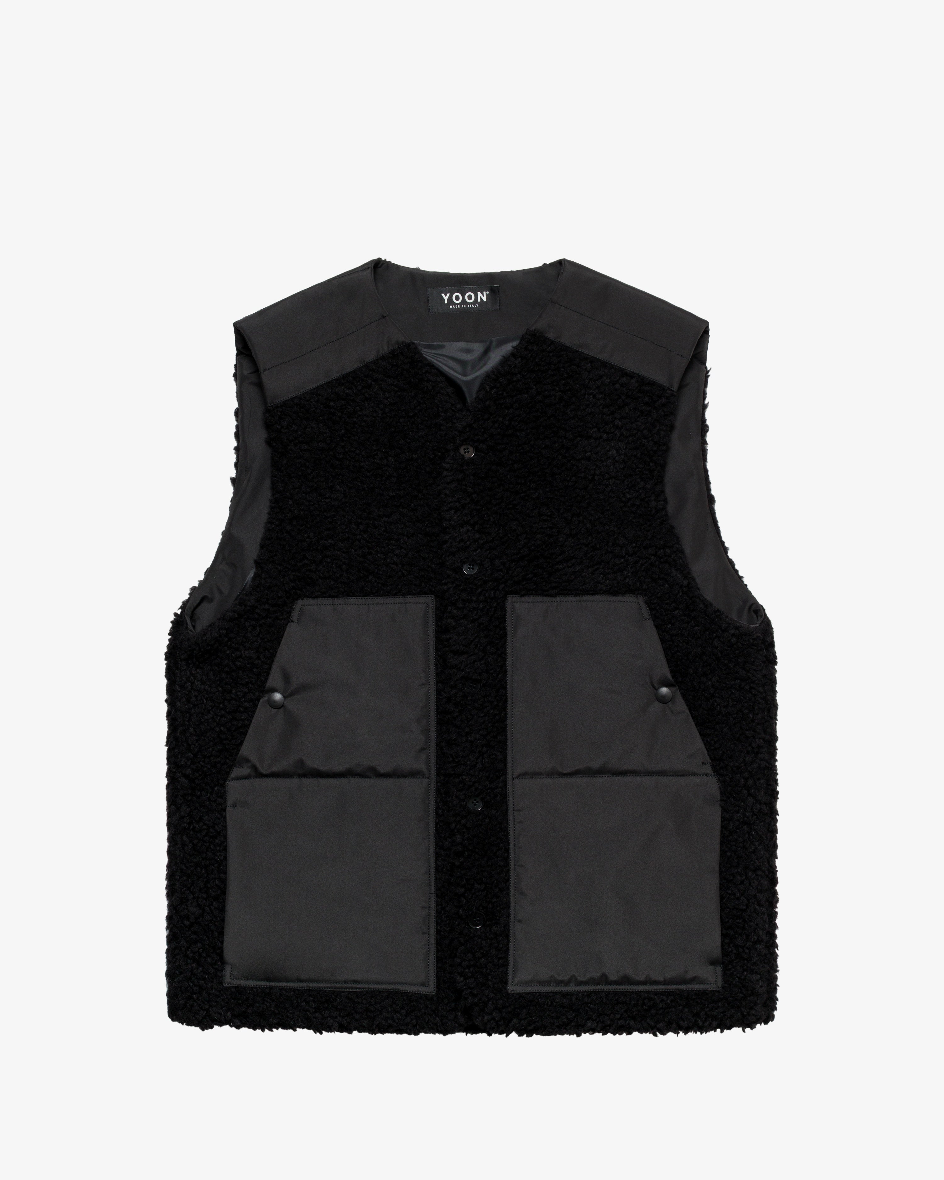 Black faux-shearling vest