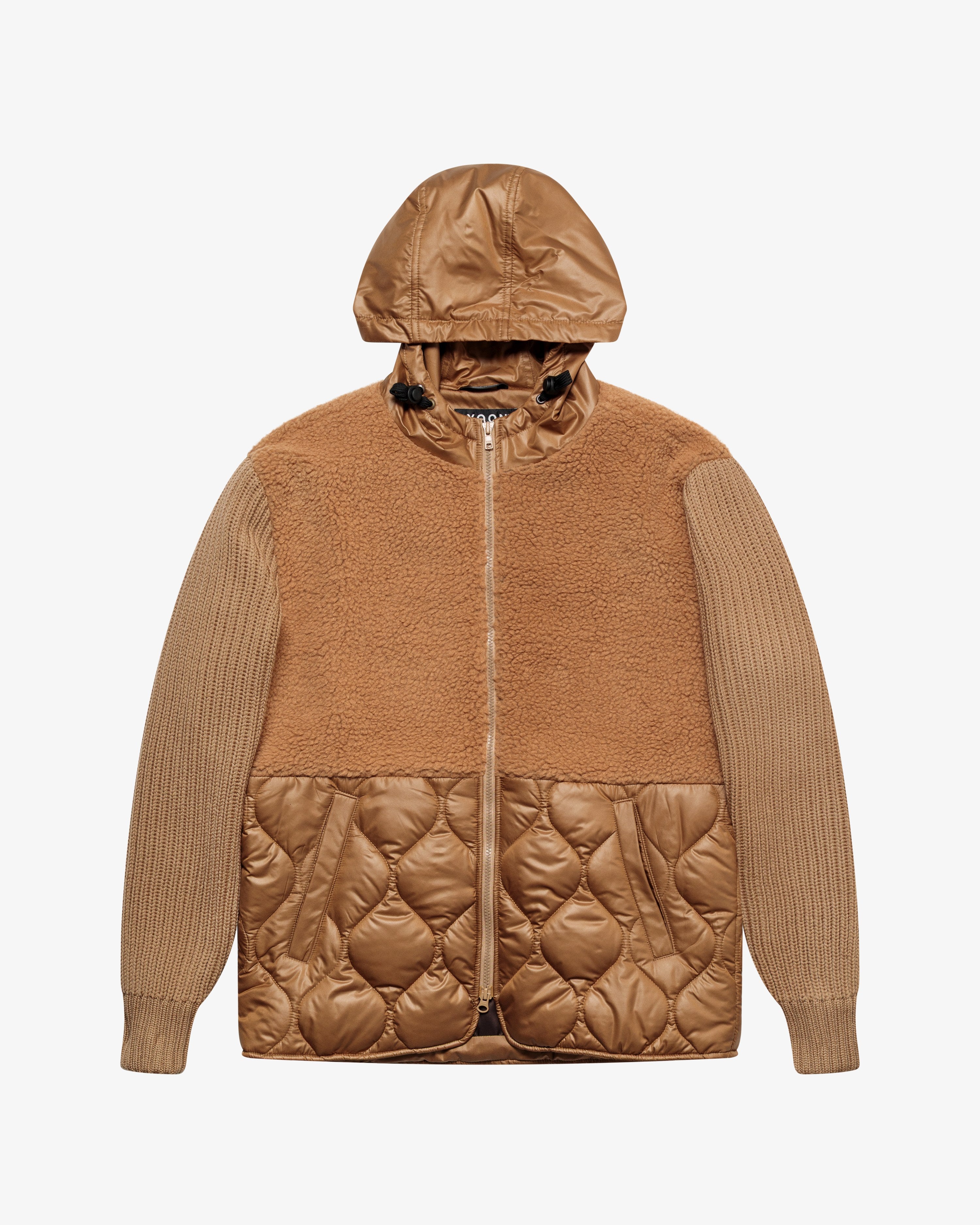 Camel nylon hooded jacket
