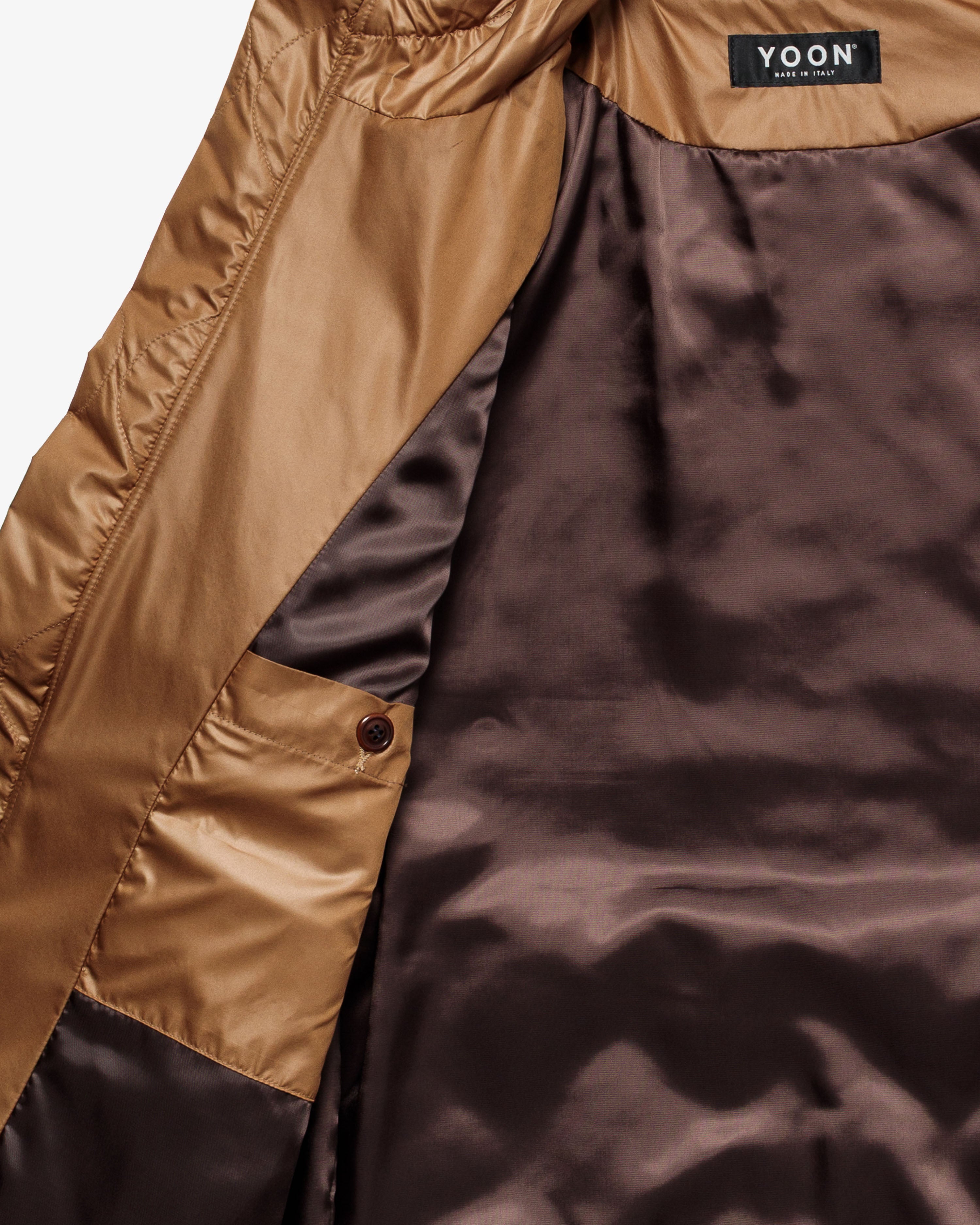 Camel nylon hooded jacket
