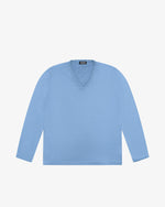 Light blue cotton V-neck sweater