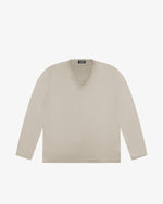 Beige cotton V-neck sweater