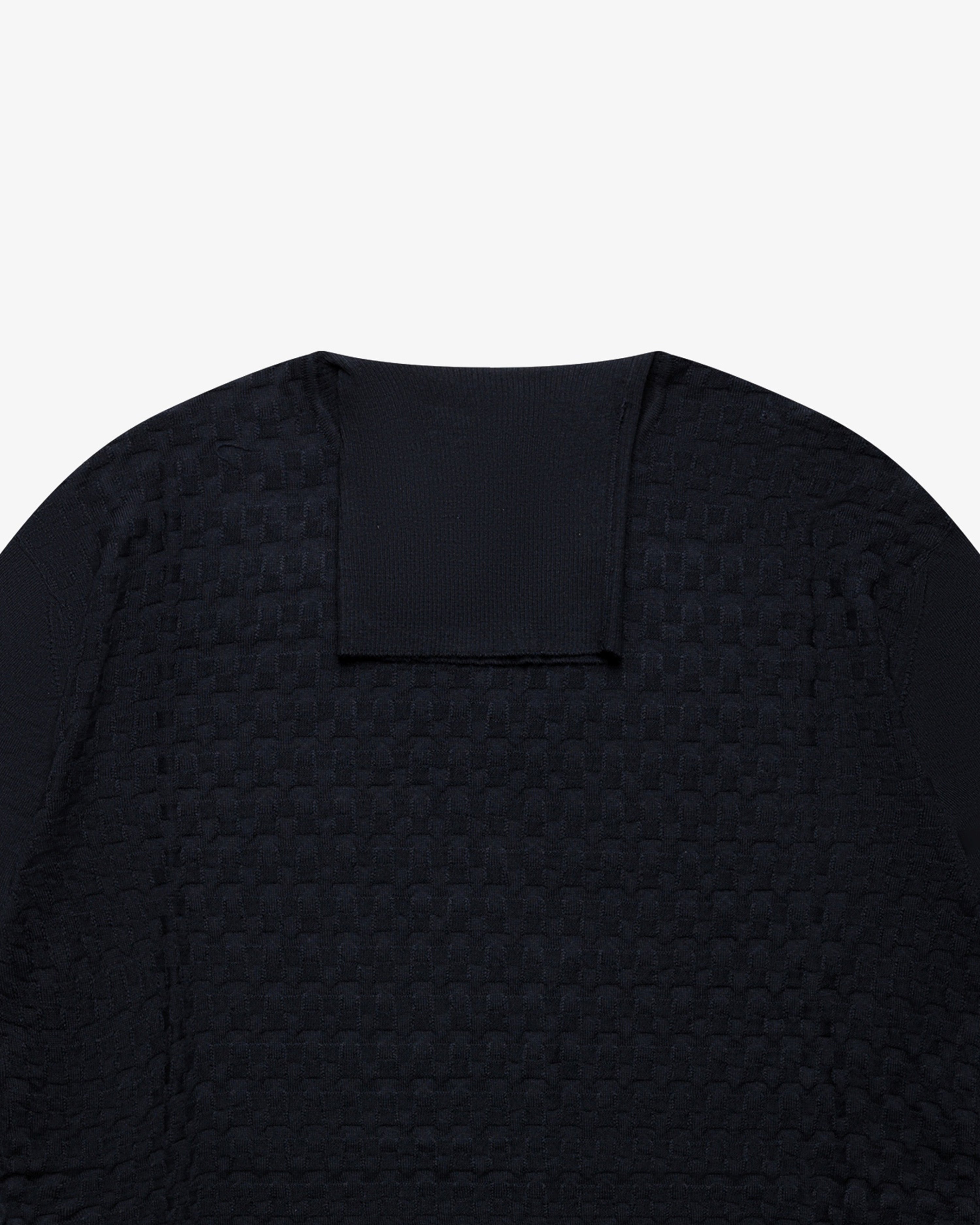Maglia dolcevita a scacchetti blu