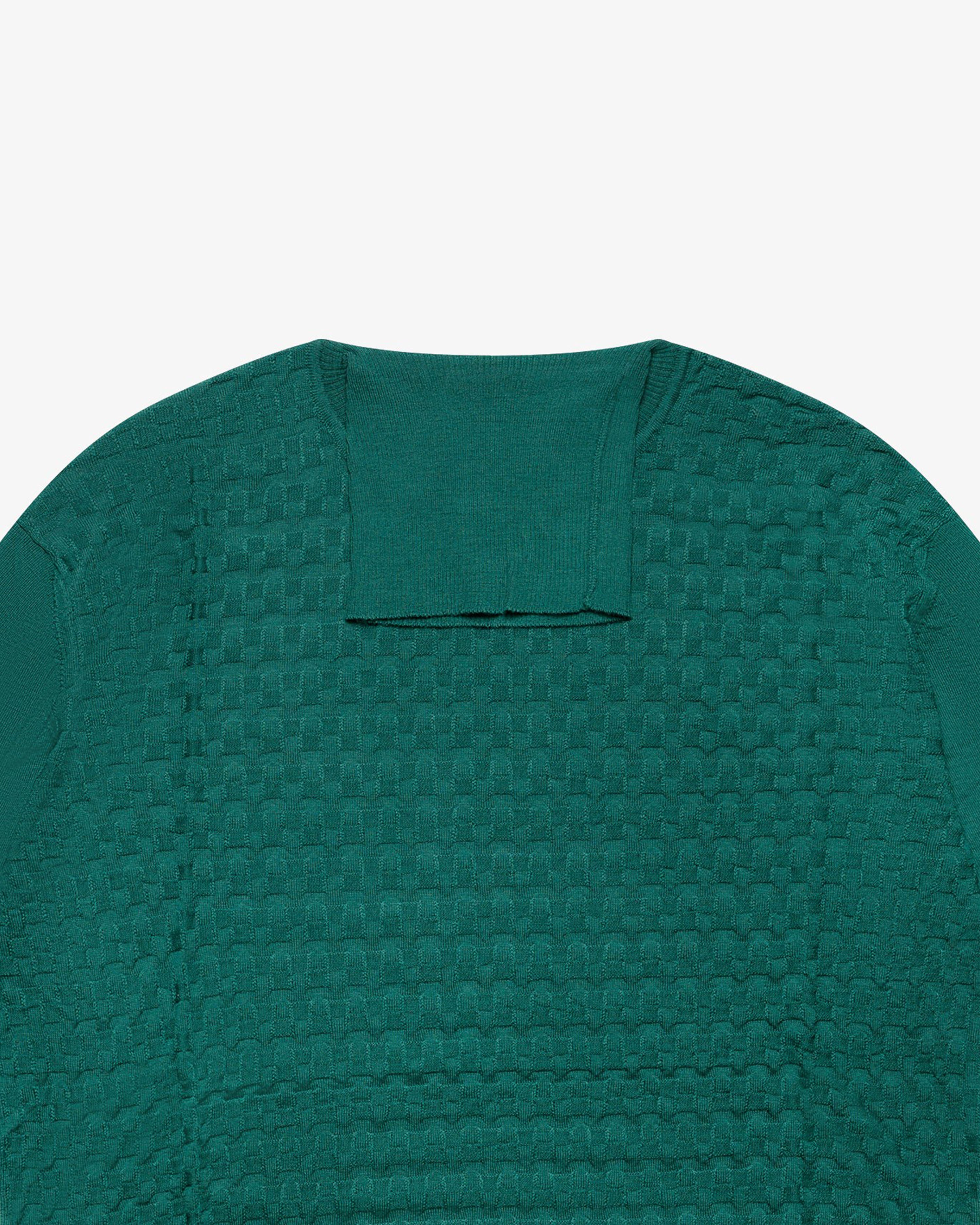 Maglia dolcevita a scacchetti verde prato